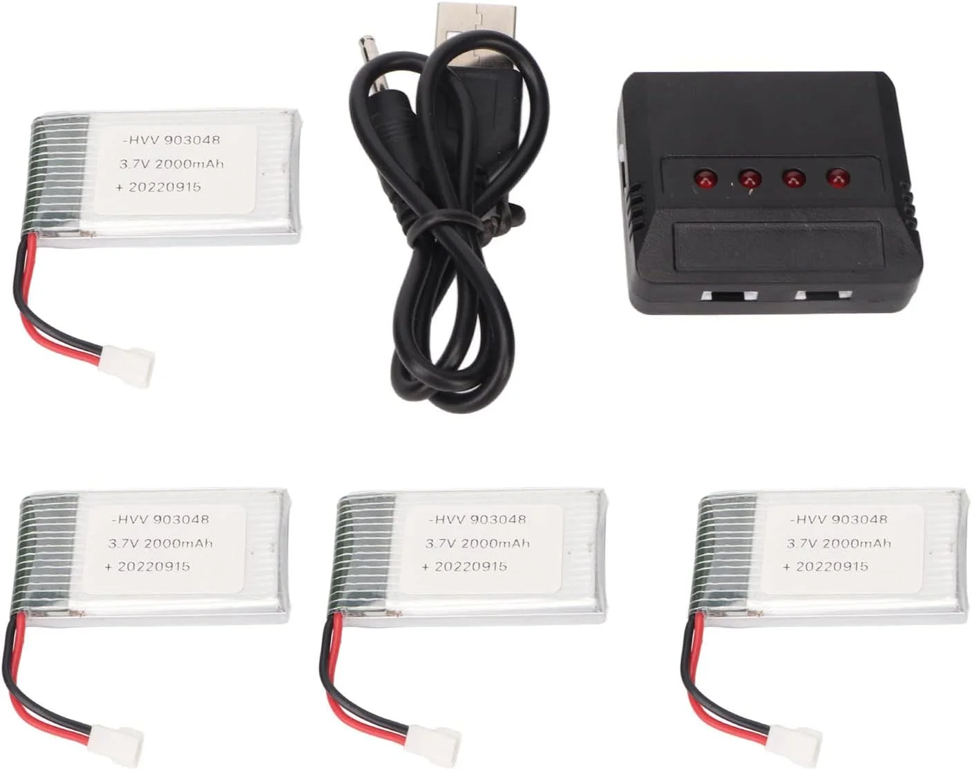 4 عدد باتری جایگزین کوادکوپتر RC مدل 903048 3.7V 2000mAh مناسب برای کوادکوپترهای KY601S H11D H11C RC