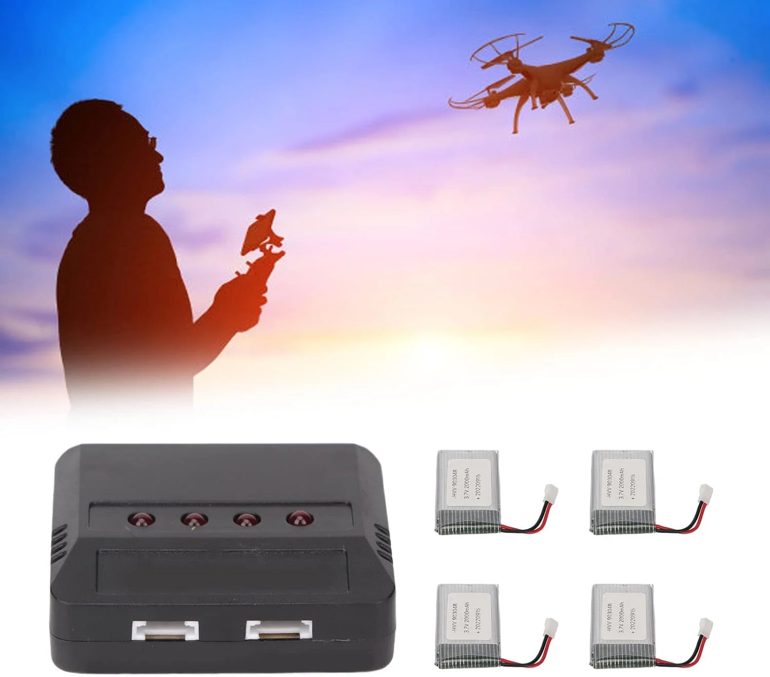 4 عدد باتری جایگزین کوادکوپتر RC مدل 903048 3.7V 2000mAh مناسب برای کوادکوپترهای KY601S H11D H11C RC 4 عدد باتری جایگزین کوادکوپتر RC مدل 903048 3.7V 2000mAh مناسب برای کوادکوپترهای KY601S H11D H11C RC