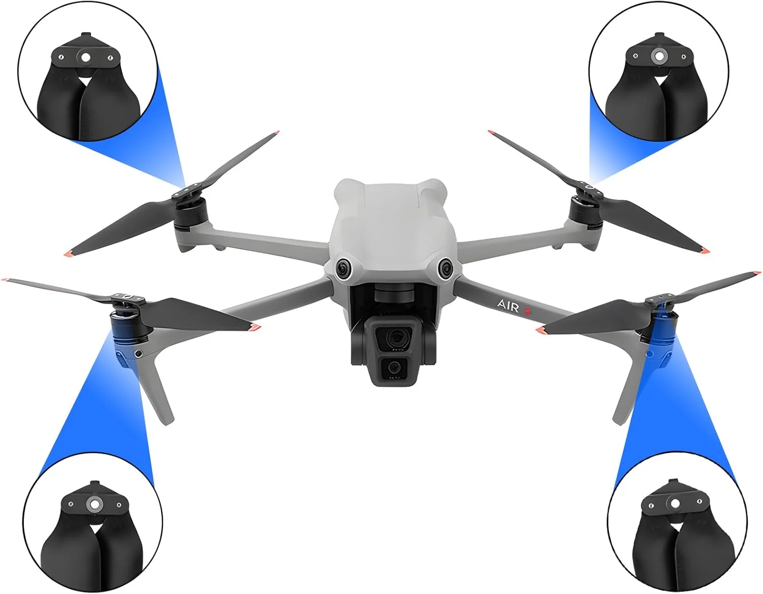 پروانه های جایگزین برای DJI Air 3، پره های کم صدا، لوازم جانبی برای DJI Mavic Air 3، 8 عدد، نوک نارنجی