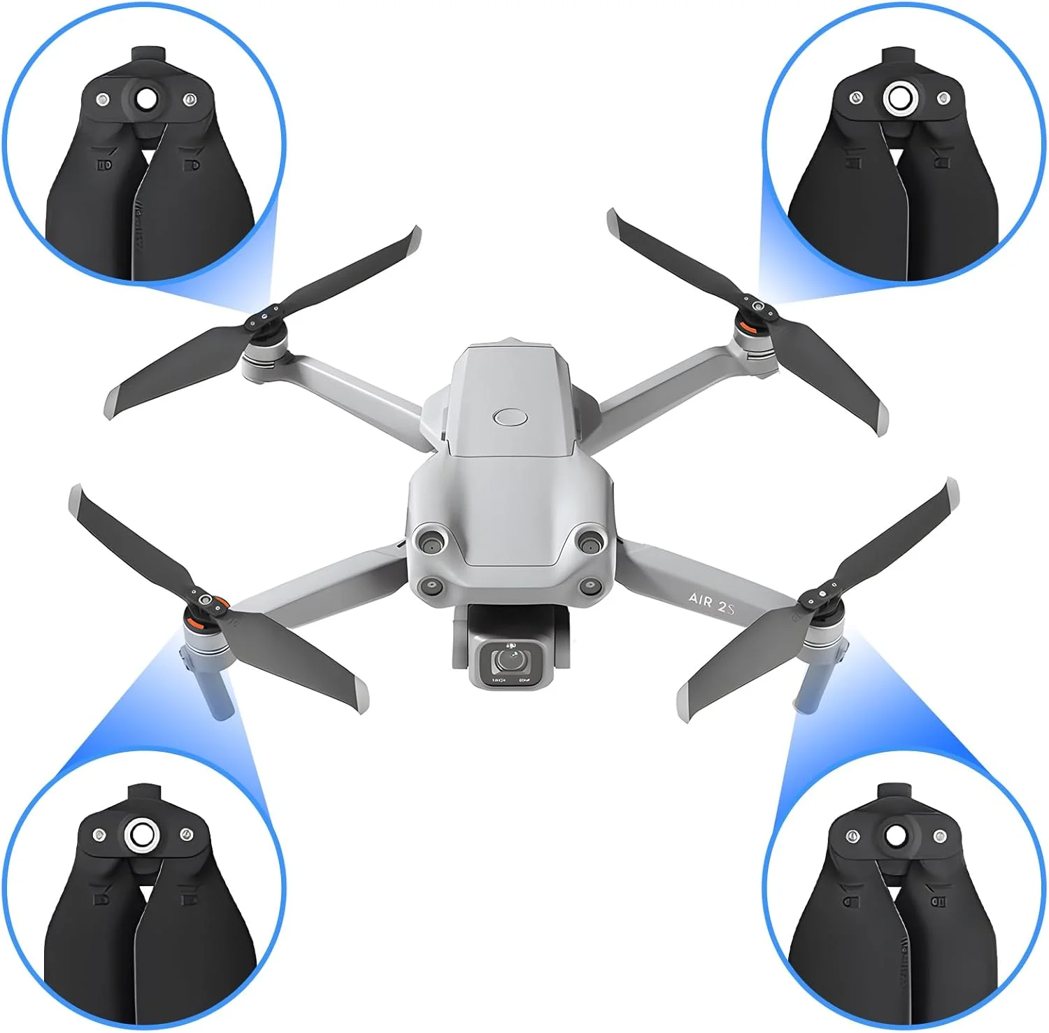 پروانه های جایگزین ملخ های کم صدا برای DJI Mavic Air 2/Air 2s، لوازم جانبی پهپاد DJI Mavic Air 2/Air 2s، 8 عدد نوک نقره ای