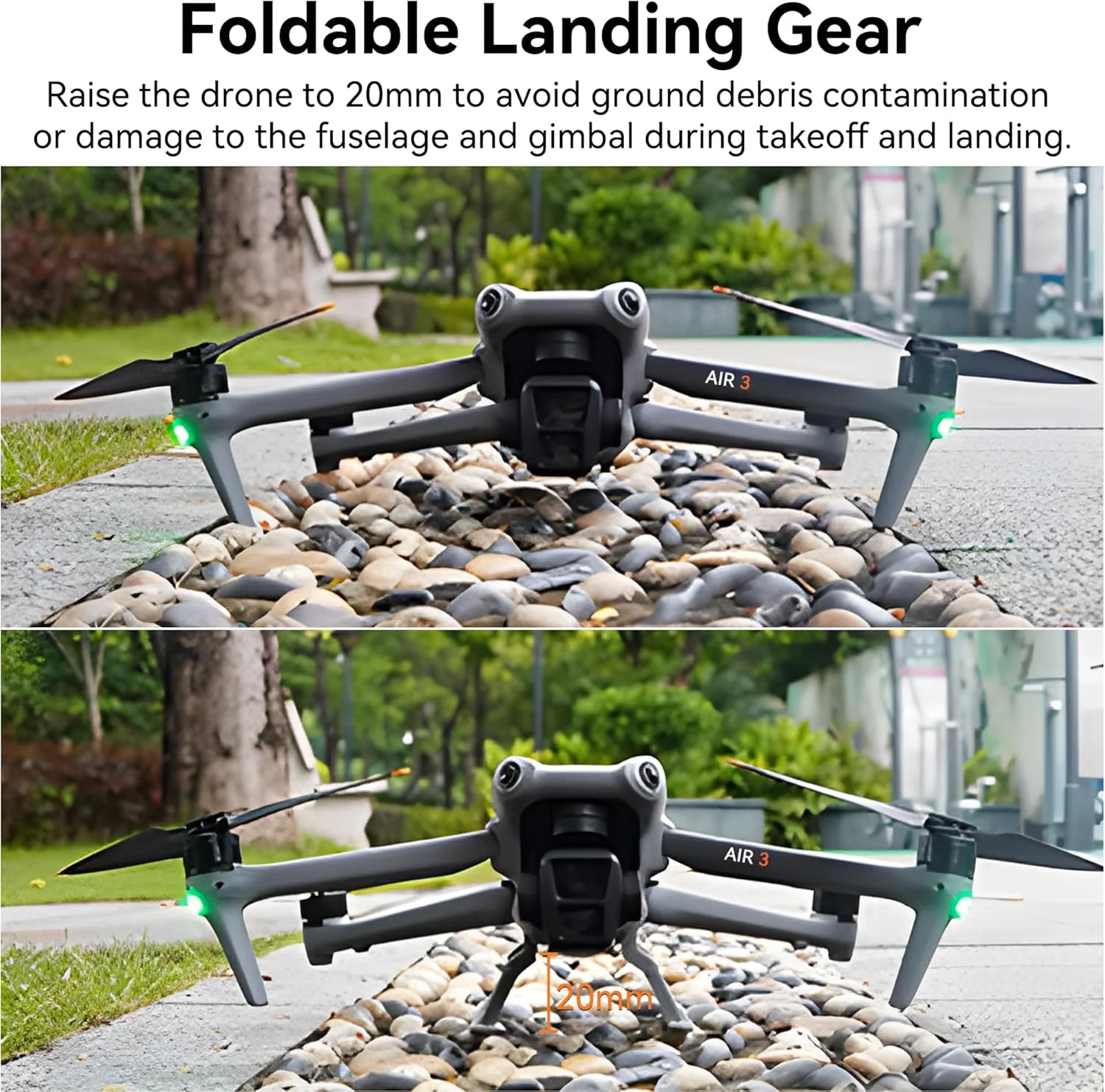 پروانه های کوادکوپتر DJI Air 3S - مجموعه لوازم جانبی 4 عددی با محافظ پروانه، پایه فرود و ملخ های کم صدا برای بسته های لوازم جانبی کوادکوپتر DJI Air 3/Air 3S (بدون کوادکوپتر)