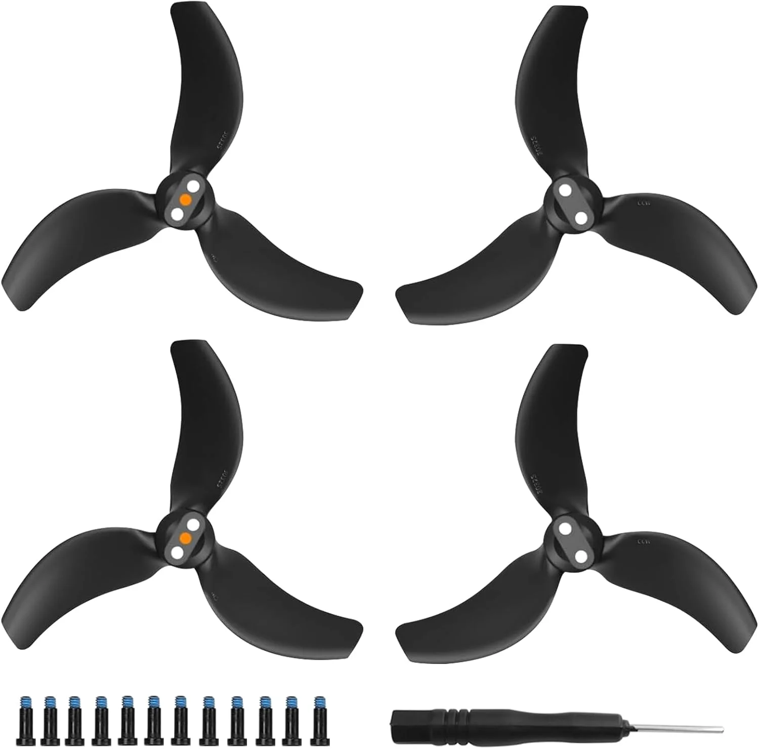 پروانه های Bocguy Avata 2، بسته 4 عددی پروانه های پهپاد DJI Avatar به همراه 12 پیچ و پیچ گوشتی، لوازم جانبی DJI Avata 2 برای تعویض پروانه پهپاد، پره های کم صدای پروانه 3032S DJI Avatar 2