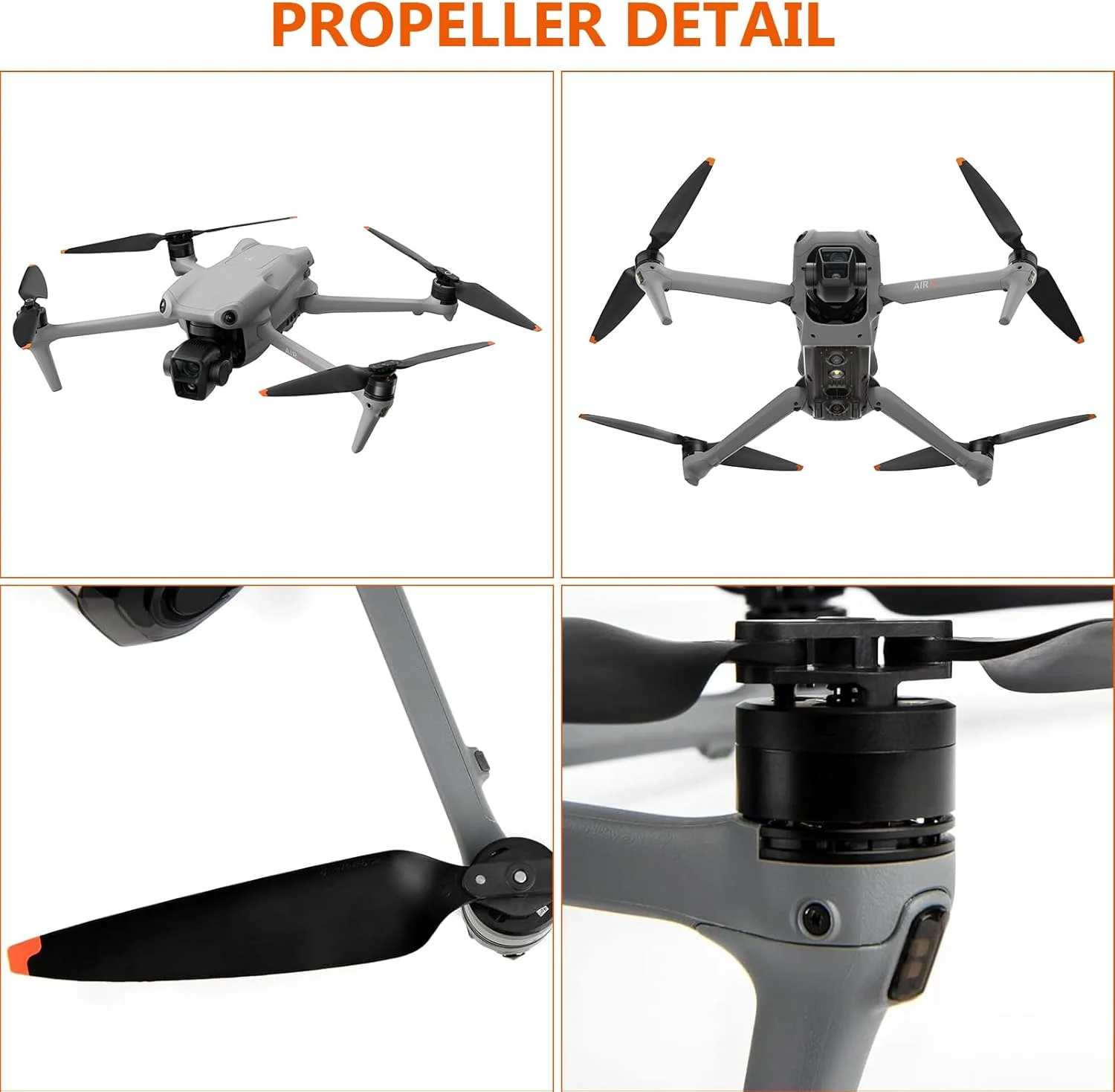 ملخ های DJI Air 3، ۸ عدد، نارنجی، کم صدا و پایدار، طراحی رهاسازی سریع ملخ های DJI Air 3، ۸ عدد، نارنجی، کم صدا و پایدار، طراحی رهاسازی سریع