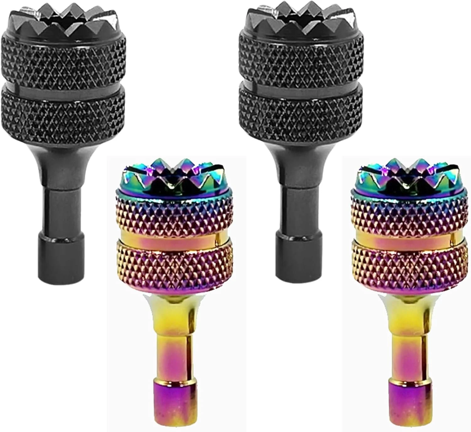 4 عدد استیکر کنترلر برای DJI Mini 3, Mini 4, Air 3, Mavic 3 Pro، کنترلر RC آلیاژ آلومینیوم (مشکی و رنگین کمانی)