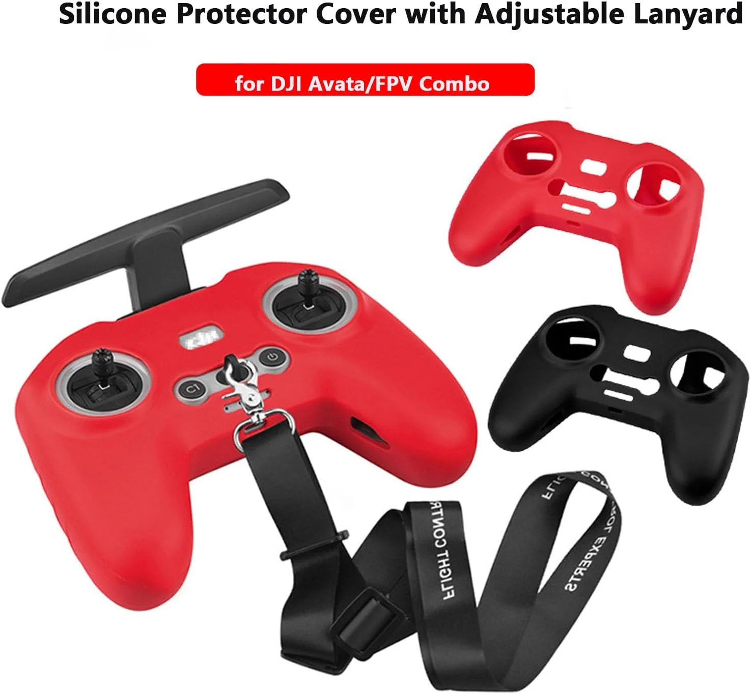 محافظ سیلیکونی با بند قابل تنظیم سازگار با کنترلر از راه دور DJI Avata/FPV Combo 2، روکش محافظ دسته و بند برای لوازم جانبی پهپاد FPV/Avata Combo
