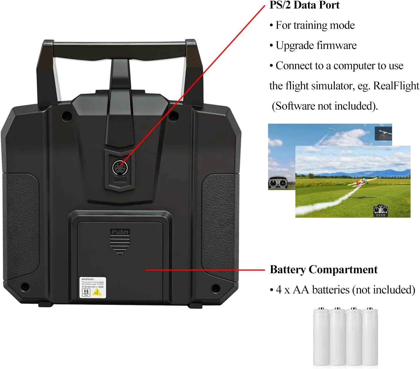 فرستنده 10 کاناله FLYSKY FS-i6X با گیرنده FS-iA6B، کنترلر RC 2.4 گیگاهرتز برای ماشین RC، قایق، هواپیما، هلیکوپتر، پهپاد، ربات و ماشین آلات ساختمانی (حالت 2)