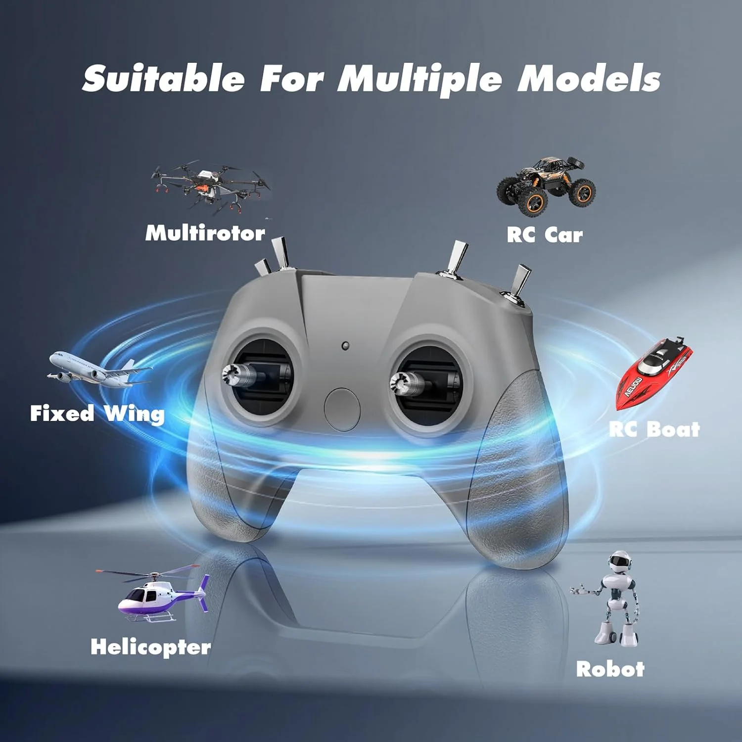 ریموت کنترل فرستنده C8 2.4GHz ERLS V3 برای پهپاد/هواپیما/مولتی روتور/ماشین/قایق، شارژ USB-C، کنترلر شبیه ساز FPV 8 کاناله سازگار با شبیه ساز پهپاد Liftoff/DRL/DCL/AI