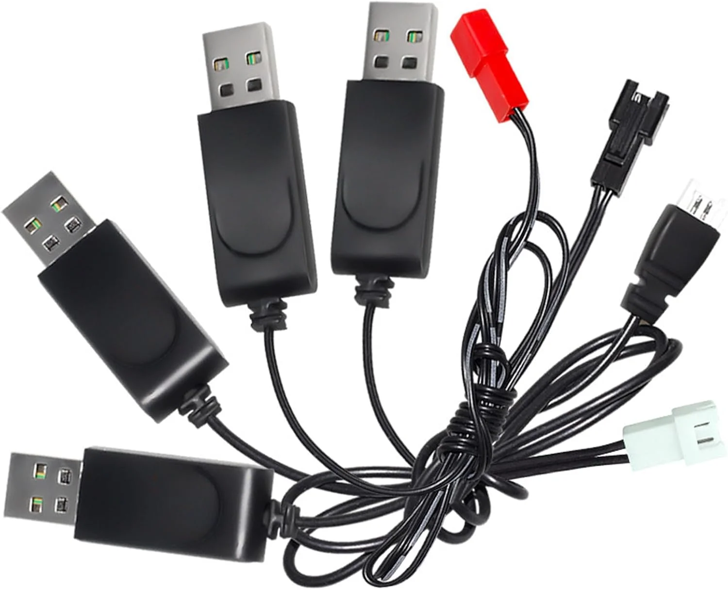 شارژر باتری 3.7 ولت، شارژر باتری USB برای ماشین کنترلی و پهپاد با نشانگر LED، کابل شارژ USB باتری لیتیومی برای باتری های NiCd/NiMH/LiPo (XH2.5)