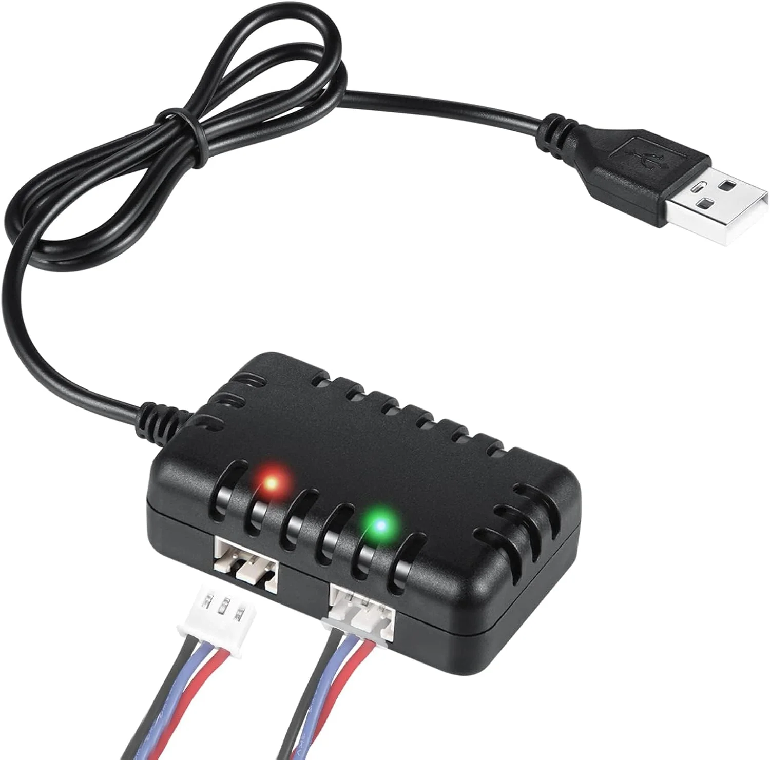 کابل شارژر USB مدل KASTWAVE 2S 7.4V، سیم شارژ دوگانه 1 آمپر با کانکتور XH-3P، شارژر جایگزین برای ماشین کنترلی SCX24 RC، آکسیال SCX10، باتری 2S LiPo، کامیون کنترلی، پهپاد، قایق، کوادکوپتر و ایرسافت