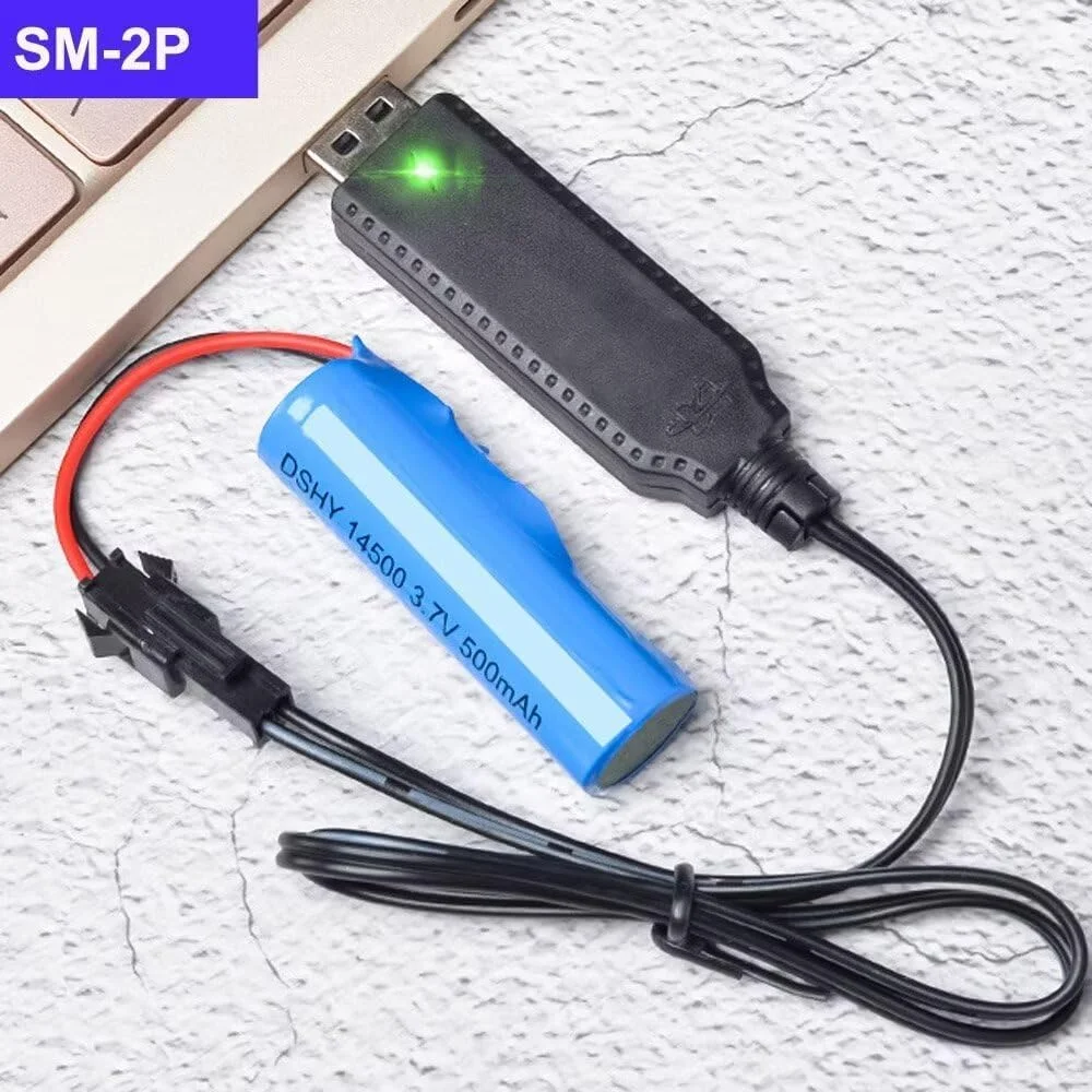 کابل شارژر باتری KASTWAVE، سیم شارژ USB، 3.6 ولت 3.7 ولت برای باتری های قابل شارژ LiPo، دوشاخه 2 پین SM، سازگار با اسباب بازی های RC، ماشین ها، کامیون ها، تانک ها، قطارها، قایق ها