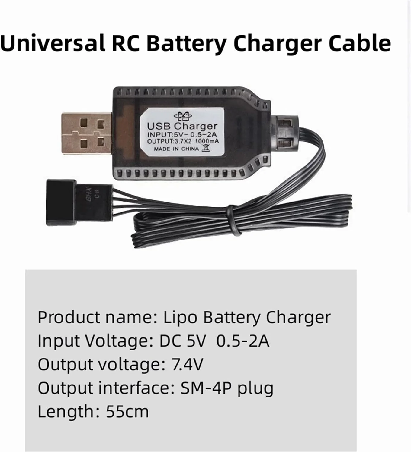 کابل شارژر باتری RC یونیورسال KASTWAVE – دوشاخه اتصال SM 4-Pin برای باتری 7.4V 2S LiPo، سازگار با ماشین های RC، قایق ها، هواپیماها، پهپادها، تانک ها، هلیکوپترها و اسباب بازی های کنترل از راه دور کابل شارژر باتری RC یونیورسال KASTWAVE – دوشاخه اتصال SM 4-Pin برای باتری 7.4V 2S LiPo، سازگار با ماشین های RC، قایق ها، هواپیماها، پهپادها، تانک ها، هلیکوپترها و اسباب بازی های کنترل از راه دور