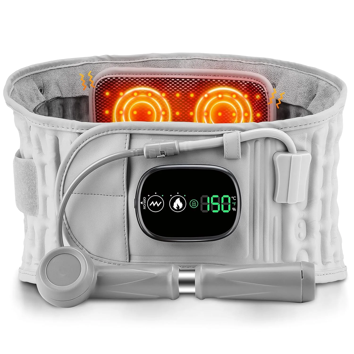 کمربند رفع فشار کمر ارهیورا با گرمایش نور قرمز و ماساژ، تسکین دهنده کمر، کمربند بادی برای ستون فقرات کمری، پد گرم کننده زنانه مردانه