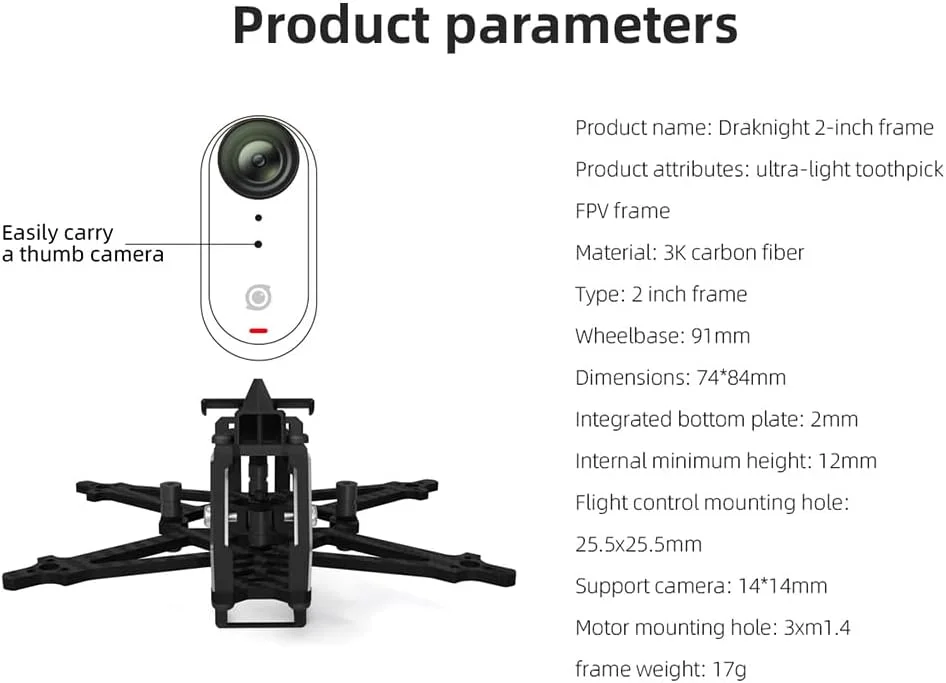 کیت فریم ۲ اینچی HGLRC Draknight برای پهپاد مسابقه ای FPV