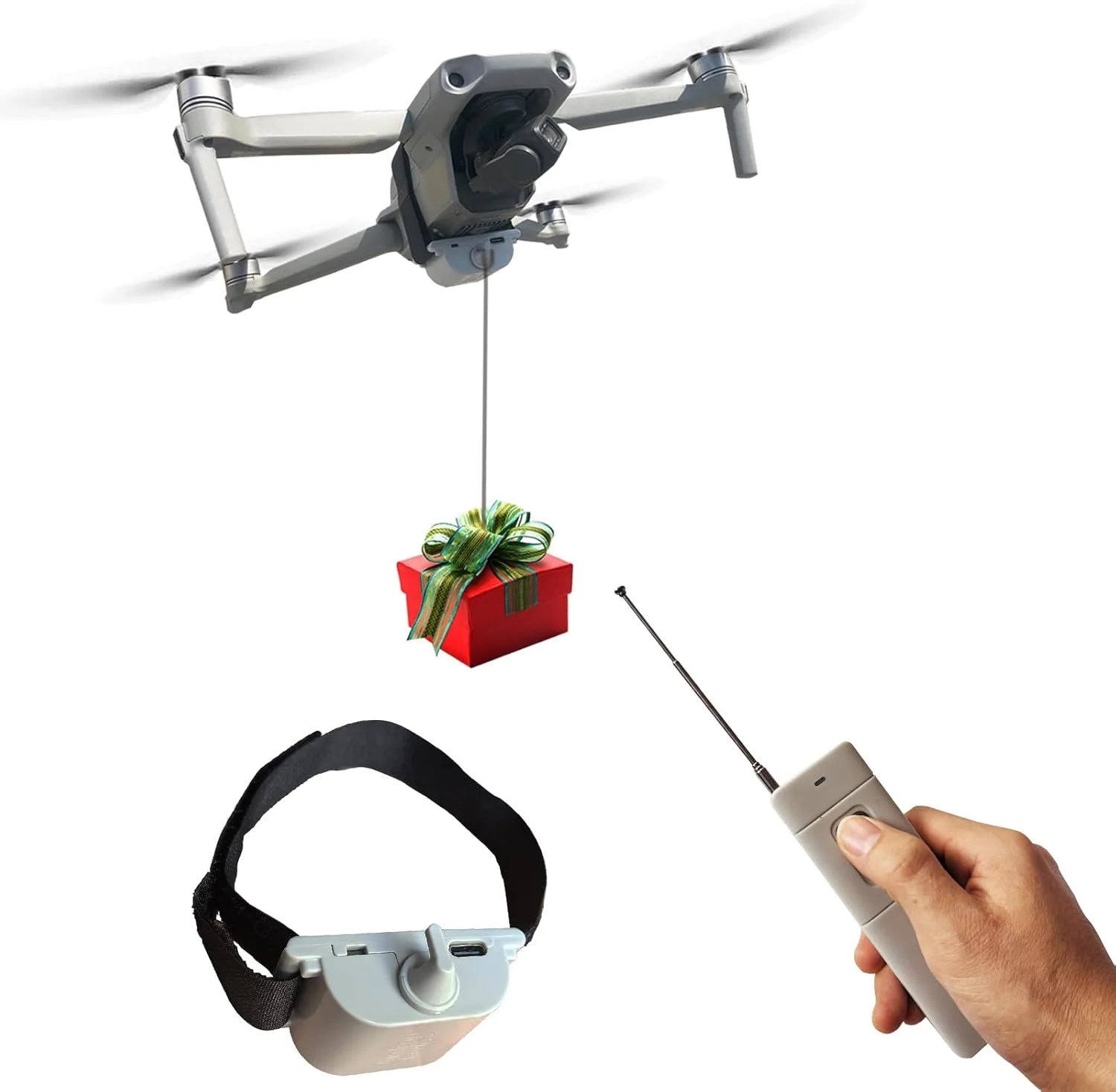 سیستم پرتاب بار هوایی پهپاد، دستگاه رهاسازی محموله، پرتاب طعمه ماهی، انتقال بار، مناسب برای پهپادهای سری DJI Mini4 Pro/Mini3/Mini2/Air3S/Air2/Air2S/Mavic3 (دستگاه پرتاب)