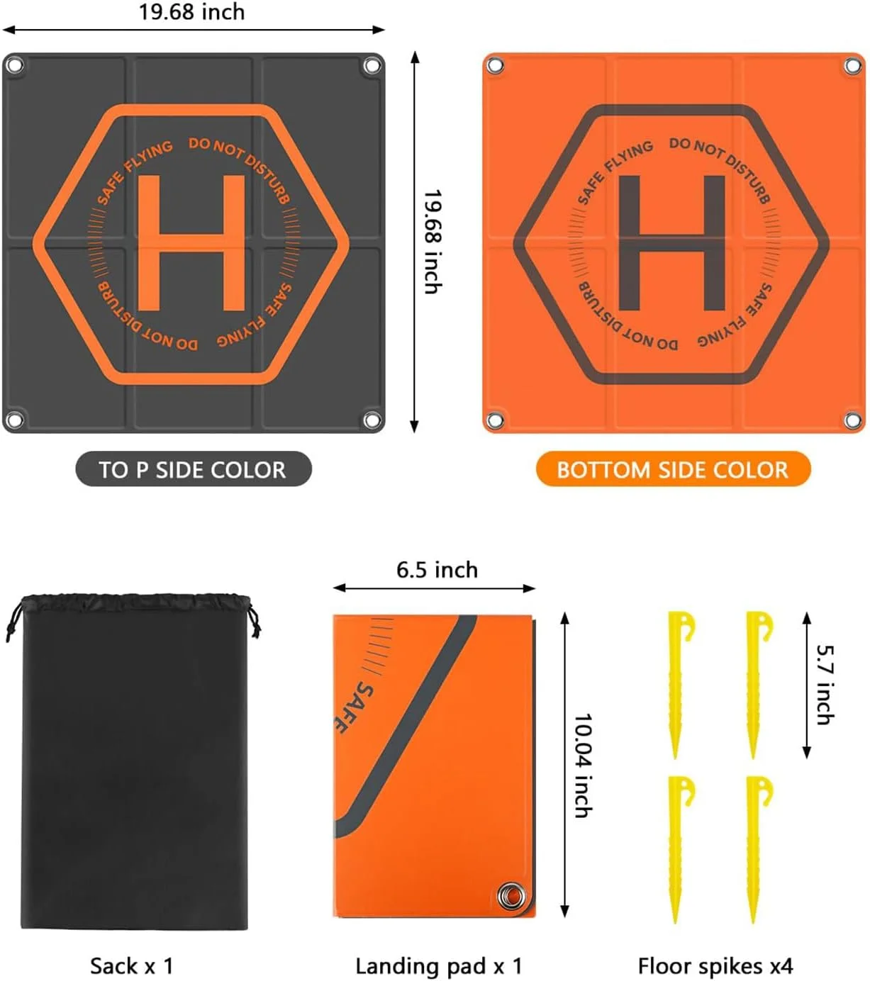 پد فرود پهپاد THE WHITE SHOP، پد فرود دو طرفه ضد آب تاشو سریع بزرگ جهانی، پد هلیکوپتر دو طرفه PU ضد آب تاشو سریع 20 اینچی برای همه پهپادها