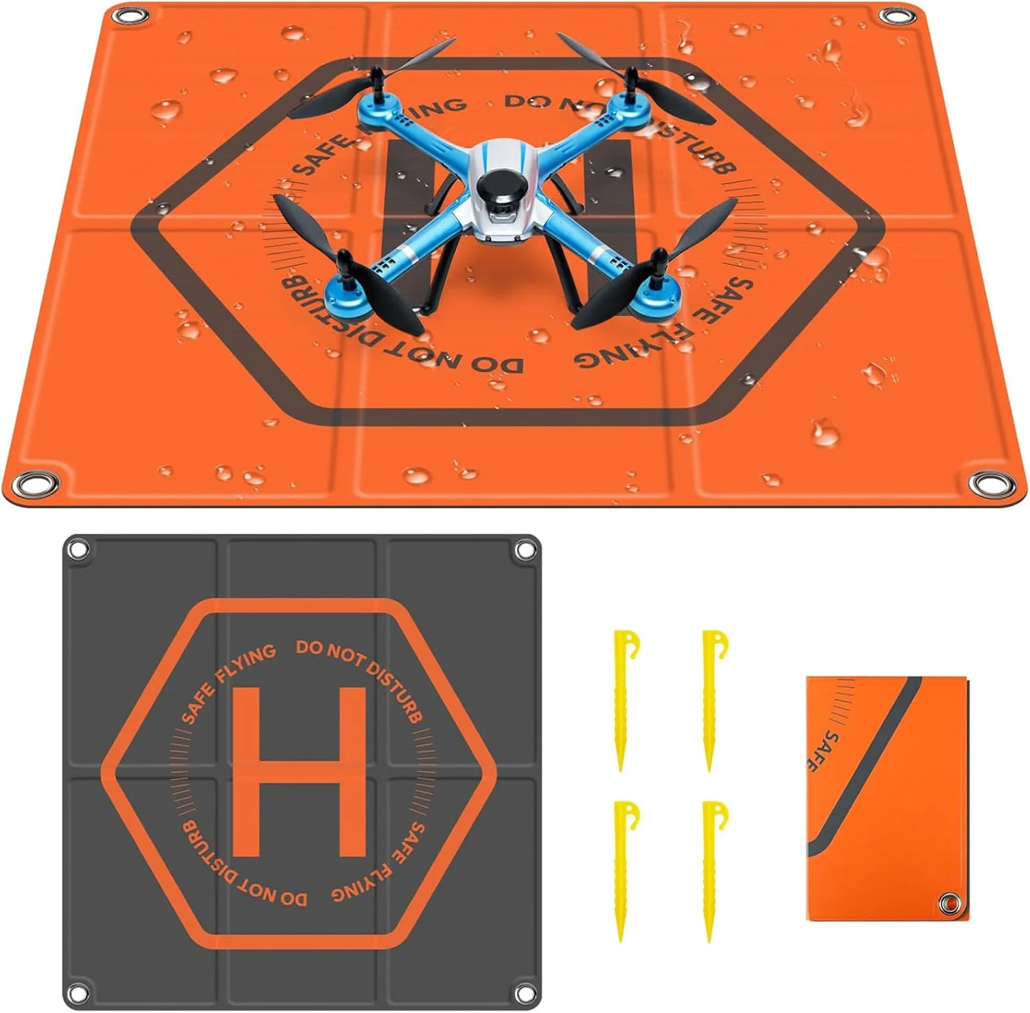 پد فرود پهپاد THE WHITE SHOP، پد فرود دو طرفه ضد آب تاشو سریع بزرگ جهانی، پد هلیکوپتر دو طرفه PU ضد آب تاشو سریع 20 اینچی برای همه پهپادها