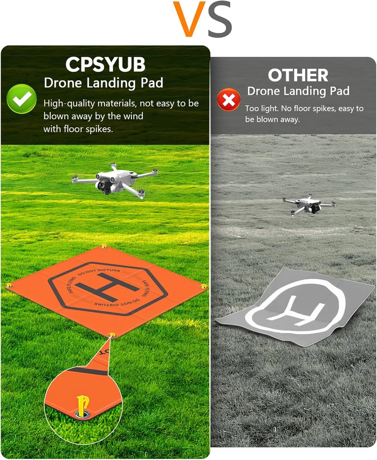 پد فرود پهپاد THE WHITE SHOP، پد فرود دو طرفه ضد آب تاشو سریع بزرگ جهانی، پد هلیکوپتر دو طرفه PU ضد آب تاشو سریع 20 اینچی برای همه پهپادها