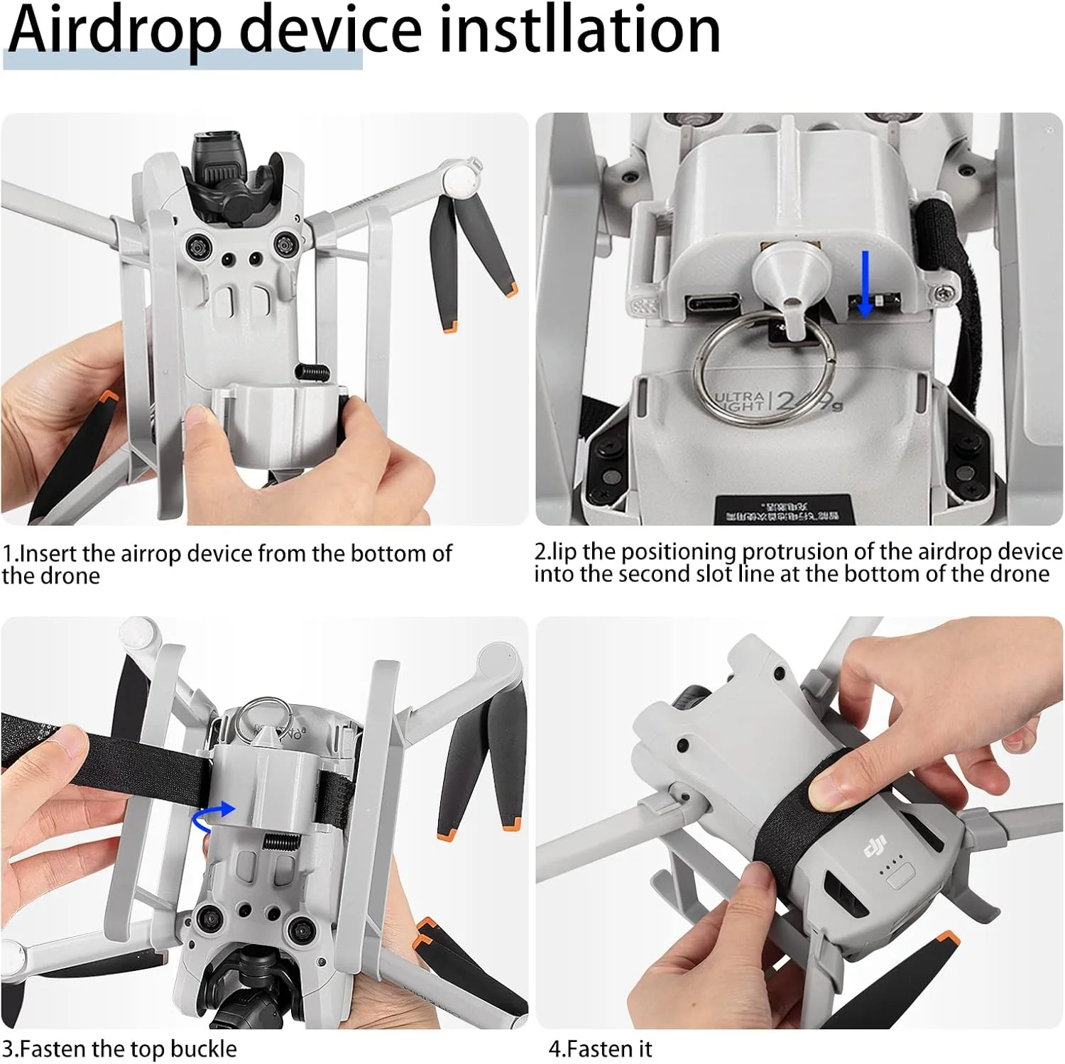 دستگاه رهاسازی بار هوایی مینی 3، گیره حمل بار، دستگاه رها کننده طعمه ماهی برای DJI Mavic Mini 3 Pro، لوازم جانبی پهپاد