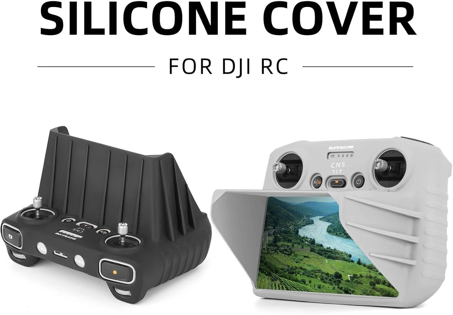 کاور سیلیکونی محافظ ریموت کنترل DJI Mini 3 Pro به همراه آفتابگیر - مشکی