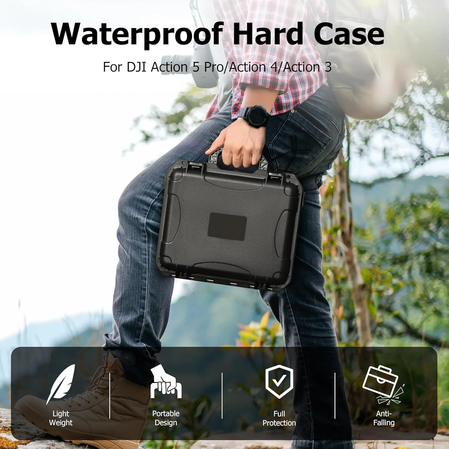 کیف سخت دو لایه ضد آب برای DJI Osmo Action5 Pro/4/3، کیف محافظ سخت قابل حمل برای همه شرایط آب و هوایی، کیف حمل مسافرتی محافظ سخت ممتاز، سازگار با MIC 2/دسته شارژ چند منظوره کیف سخت دو لایه ضد آب برای DJI Osmo Action5 Pro/4/3، کیف محافظ سخت قابل حمل برای همه شرایط آب و هوایی، کیف حمل مسافرتی محافظ سخت ممتاز، سازگار با MIC 2/دسته شارژ چند منظوره