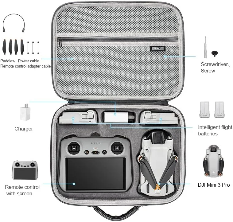 کیف حمل سازگار با DJI Mini 3 Pro، کیف نگهداری هارد شل مسافرتی سازگار با پهپاد و لوازم جانبی DJI Mini 3 Pro کیف حمل سازگار با DJI Mini 3 Pro، کیف نگهداری هارد شل مسافرتی سازگار با پهپاد و لوازم جانبی DJI Mini 3 Pro