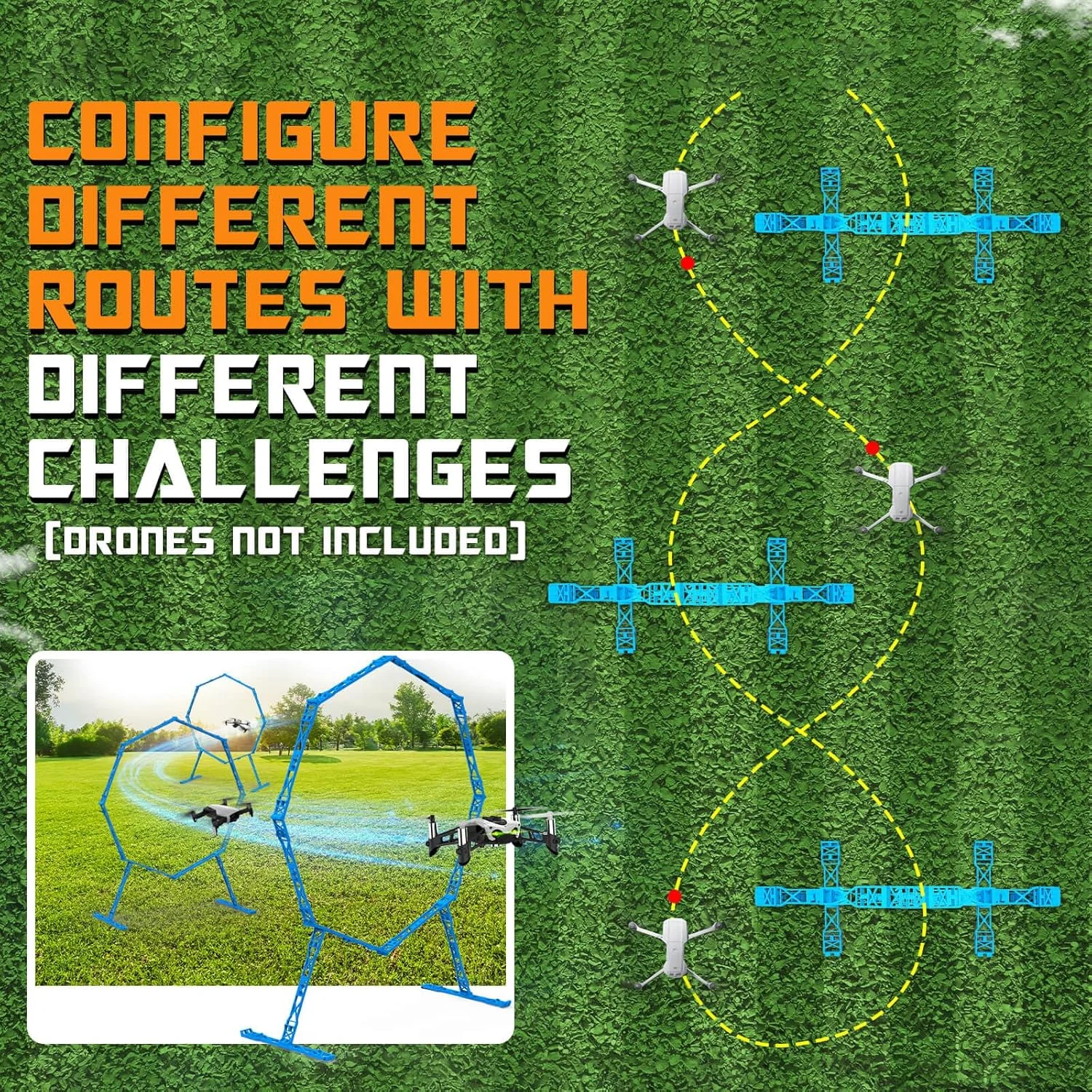 حلقه های موانع مسابقه پهپاد (پهپادها شامل نمی شوند)