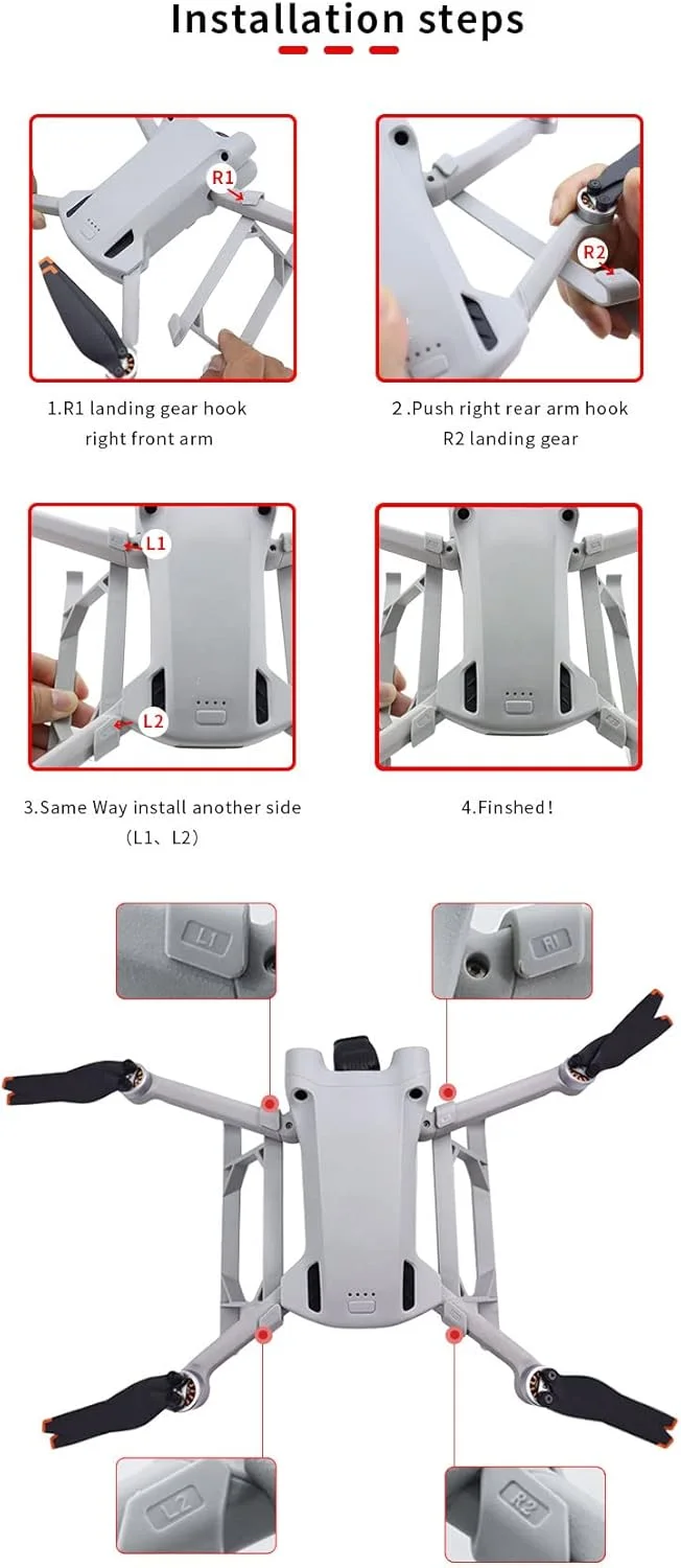 پایه فرود برای DJI Mini 3 PRO، لوازم جانبی پهپاد، پایه افزایش ارتفاع با رهاسازی سریع، پایه سه پایه افزایش یافته