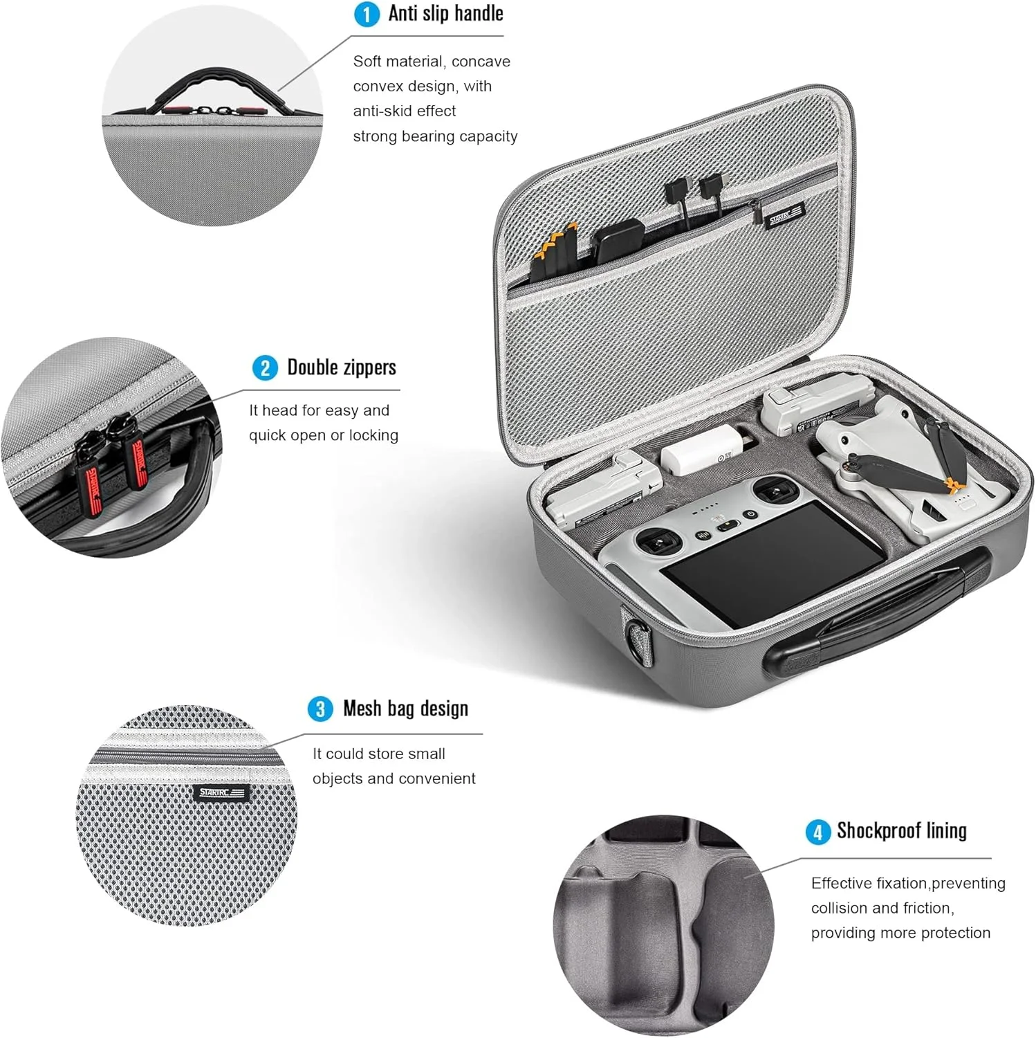 کیف حمل سازگار با DJI Mini 3 Pro، کیف نگهداری هارد شل مسافرتی سازگار با پهپاد و لوازم جانبی DJI Mini 3 Pro کیف حمل سازگار با DJI Mini 3 Pro، کیف نگهداری هارد شل مسافرتی سازگار با پهپاد و لوازم جانبی DJI Mini 3 Pro