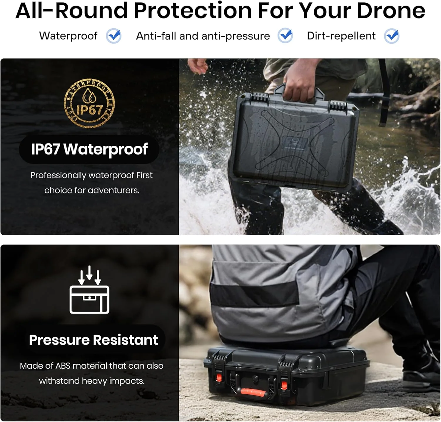 کیف حمل سخت و ضدآب STARTRC Mini 5 Pro برای لوازم جانبی DJI Mini 5 Pro Fly More Combo، مناسب برای کنترلر DJI RC 2/RC-N3، هاب شارژر و 7 باتری [فقط کیف]