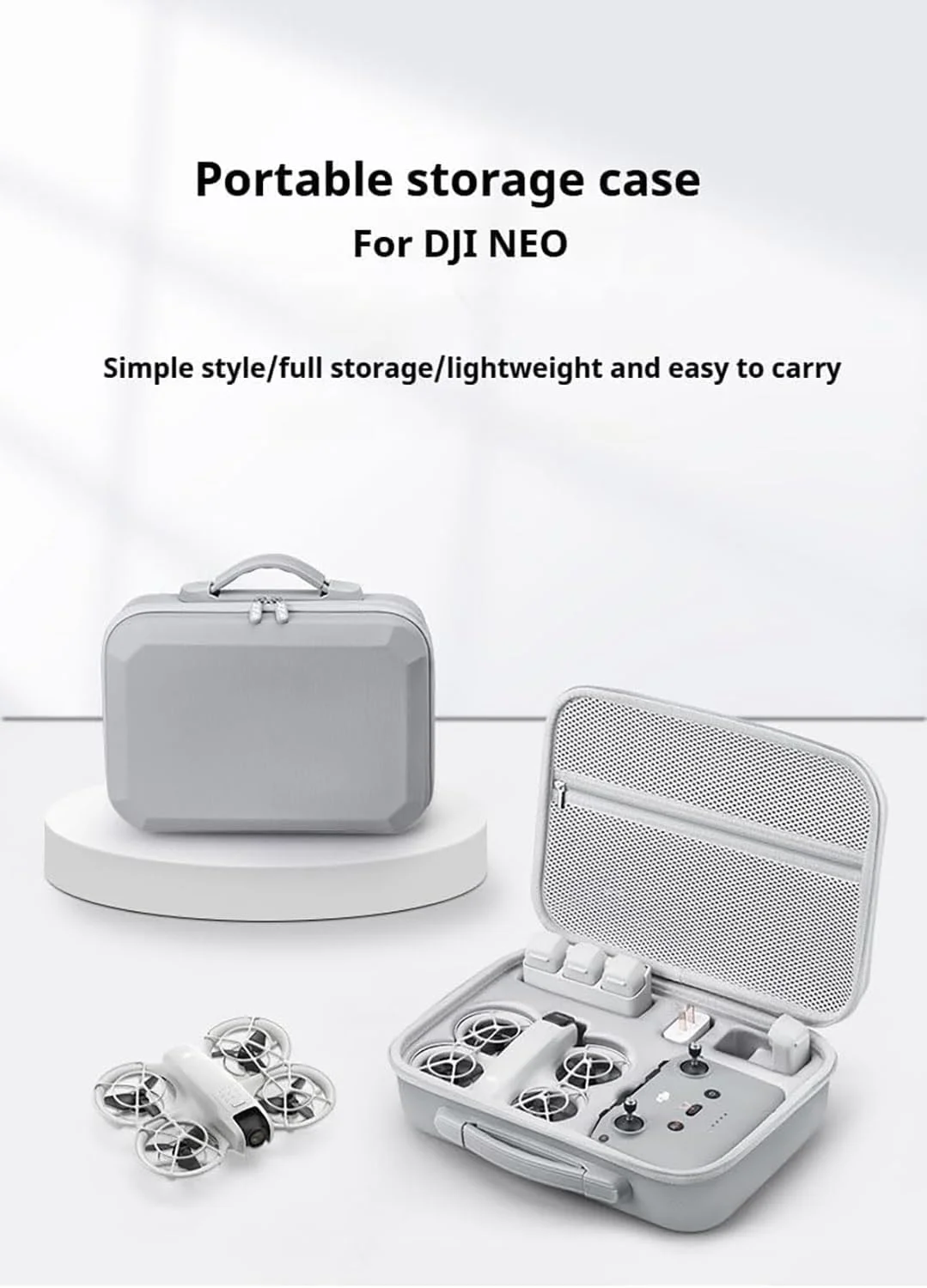 کیف نگهداری Skeido برای لوازم جانبی پهپاد DJI NEO، کیف مسافرتی سخت با بند شانه ای مناسب برای DJI Neo Fly More Combo (خاکستری)