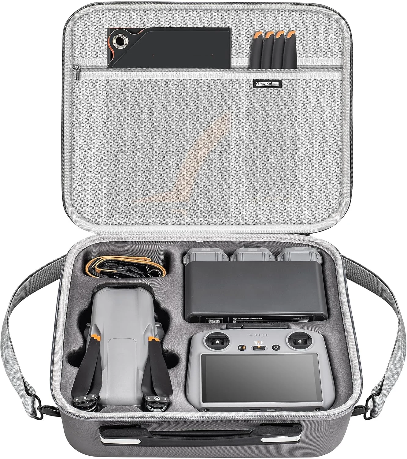 کیف حمل Skeido برای DJI Air 3S/3، کیف چرمی PU سخت و قابل حمل، ضد آب، کیف نگهداری مقاوم در برابر ضربه برای لوازم جانبی DJI Air 3S