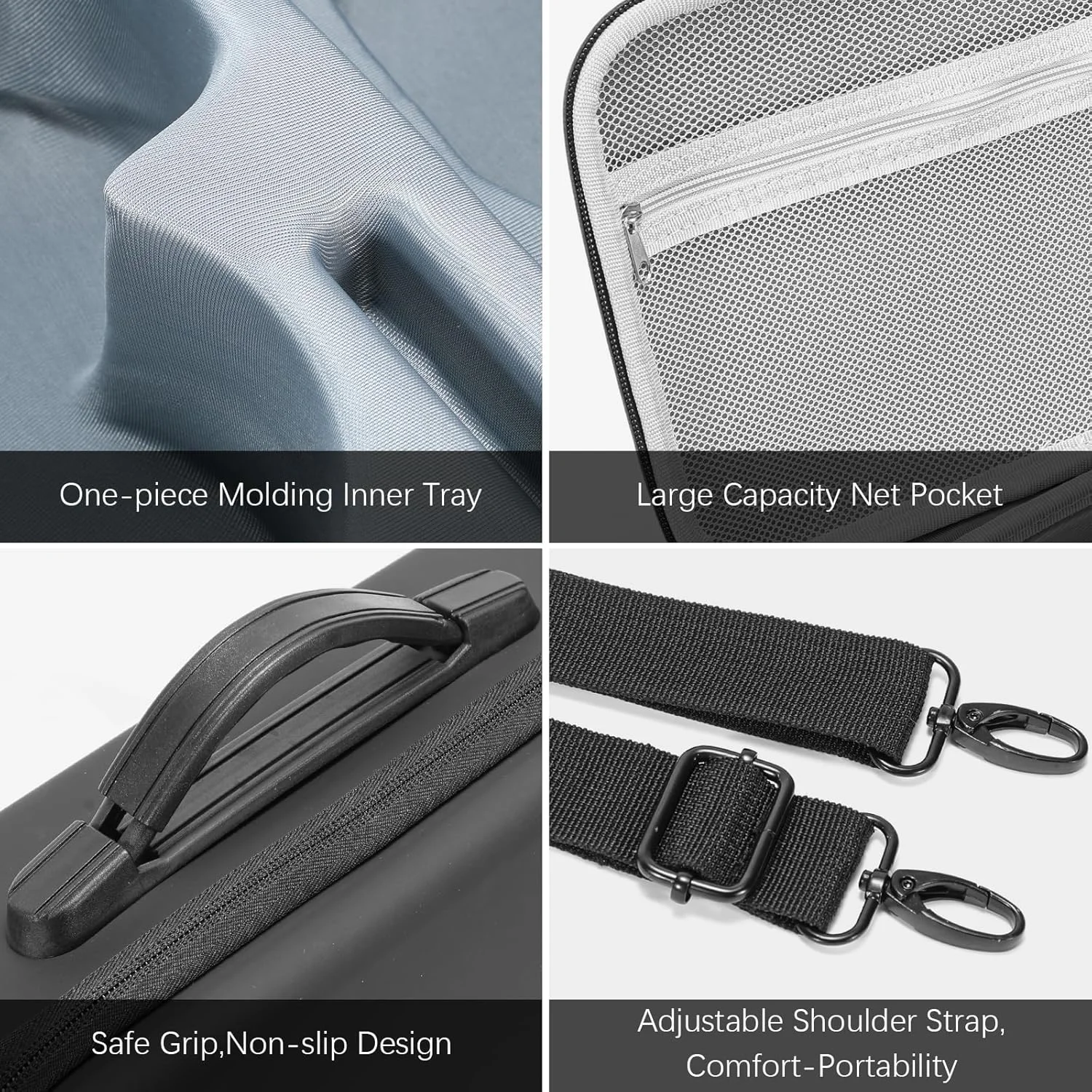 کیف حمل PFVtosky برای DJI Flip، کیف ضد آب PU قابل حمل با بند شانه برای کوادکوپتر DJI FLIP و لوازم جانبی باتری (برای کنترلر DJI RC-N3)، مشکی، کیف حمل