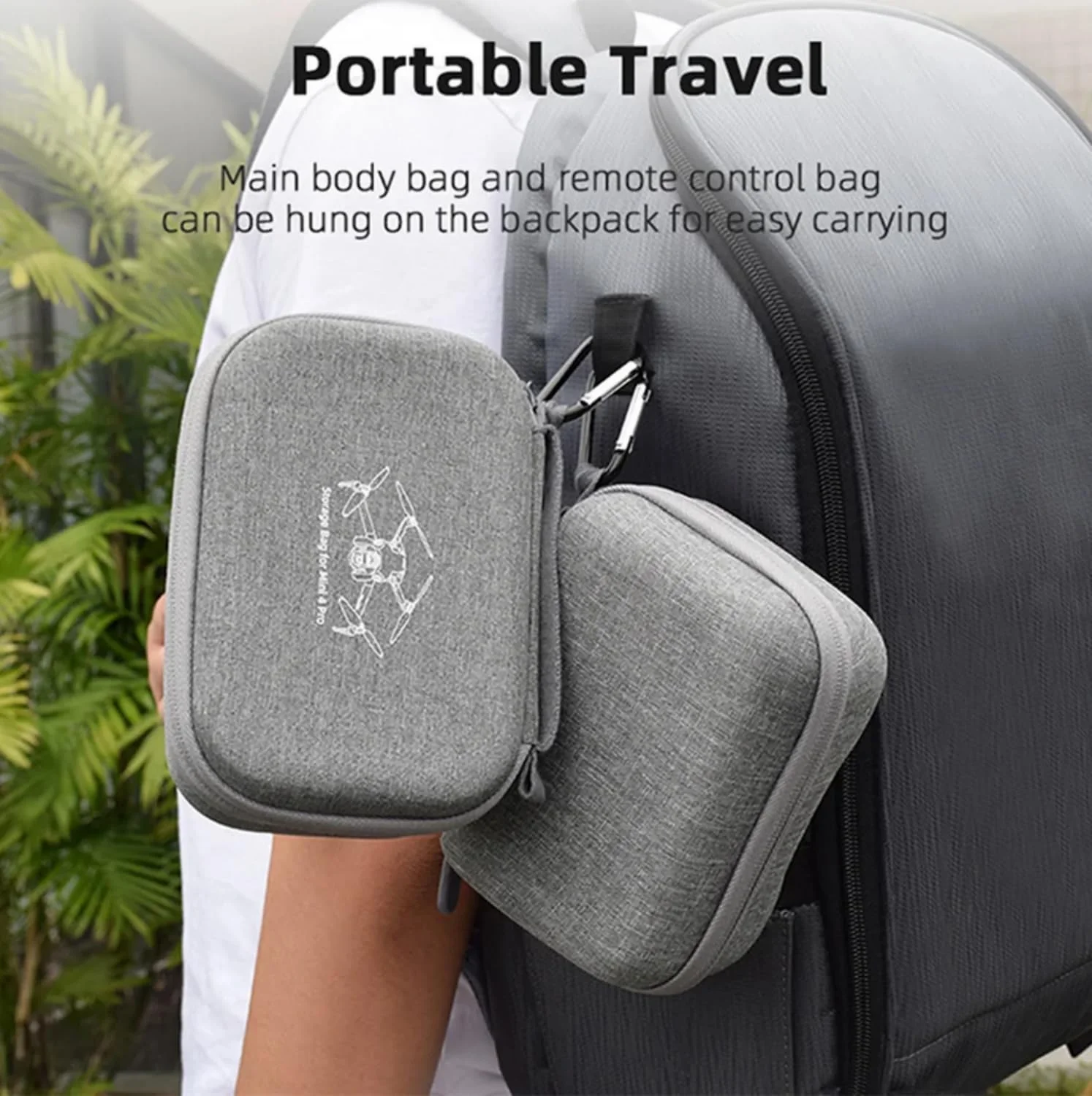 کیف حمل SKEIDO برای DJI Mini 4 Pro با کارابین، کیف مسافرتی برای نگهداری بدنه و کنترلر RC 2، کیف سخت لوازم جانبی پهپاد (بدنه + ریموت RC2)