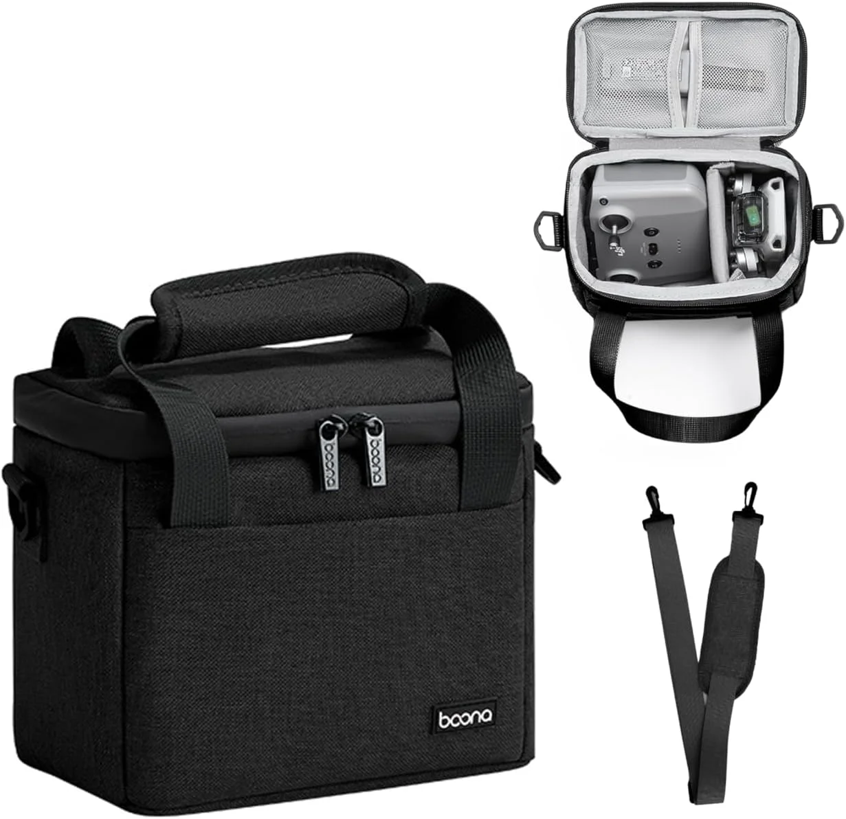 کیف حمل مسافرتی DJI Mini 4K/Mni 4/Mni 4 Pro/Mini 2 SE، کیف شانه ای کوچک قابل حمل برای پهپاد DJI و لوازم جانبی کنترلر، کیف نگهداری پهپاد آکسفورد ضد آب با بند شانه (مشکی)