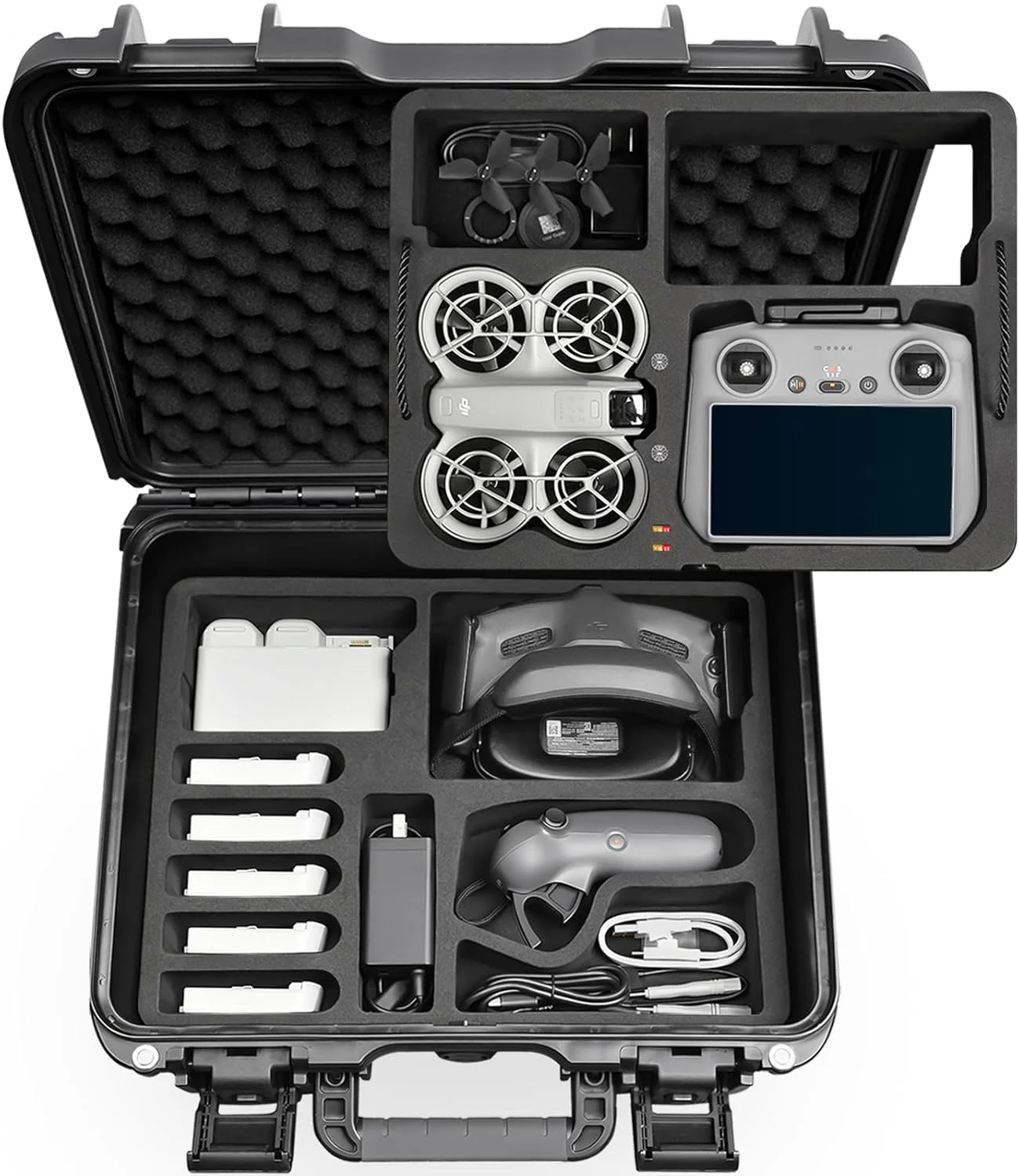 کیف حمل سخت ضد آب Lekufee برای DJI Neo Drone، RC 2/N3/N2، Goggles 3/2/Integra (نه برای N3)، RC Motion 3/2، FPV Controller 3، لوازم جانبی (فقط کیف)