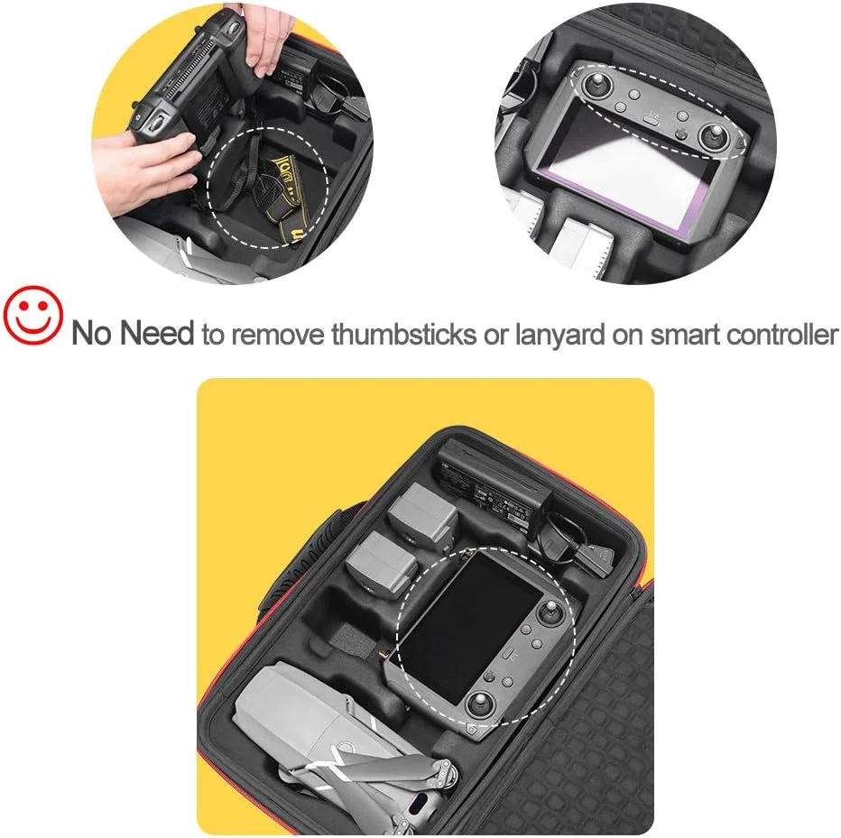 کیف حمل محکم RLSOCO برای DJI Mavic Air 2/Air 2S/Mavic 2 Pro و DJI RC Pro/کنترلر هوشمند/کنترلر اصلی - مناسب برای لوازم جانبی: کنترلر، بدنه پهپاد، باتری ها، شارژر، هاب شارژ، پروانه ها (فقط کیف)