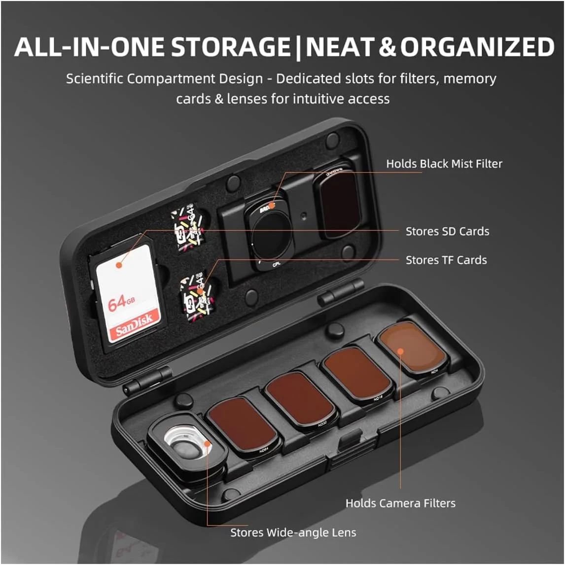 کیف فیلتر لنز مغناطیسی برای DJI Pocket 3، مناسب برای لوازم جانبی DJI Osmo Pocket 3 Creator Combo، سازمان دهنده کارت حافظه ND-UV-CPL و کارت TF/SD کیف فیلتر لنز مغناطیسی برای DJI Pocket 3، مناسب برای لوازم جانبی DJI Osmo Pocket 3 Creator Combo، سازمان دهنده کارت حافظه ND-UV-CPL و کارت TF/SD
