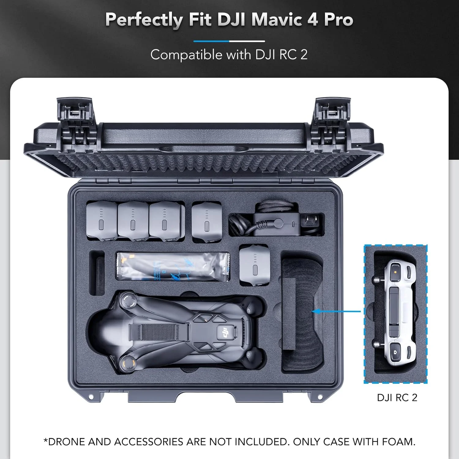 کیف سخت ضد آب Lykus Titan M400 برای DJI Mavic 4 Pro و DJI RC Pro 2/RC2، مناسب برای حداکثر 6 باتری و لوازم جانبی در Fly More Combo/Creator Combo [فقط کیف]