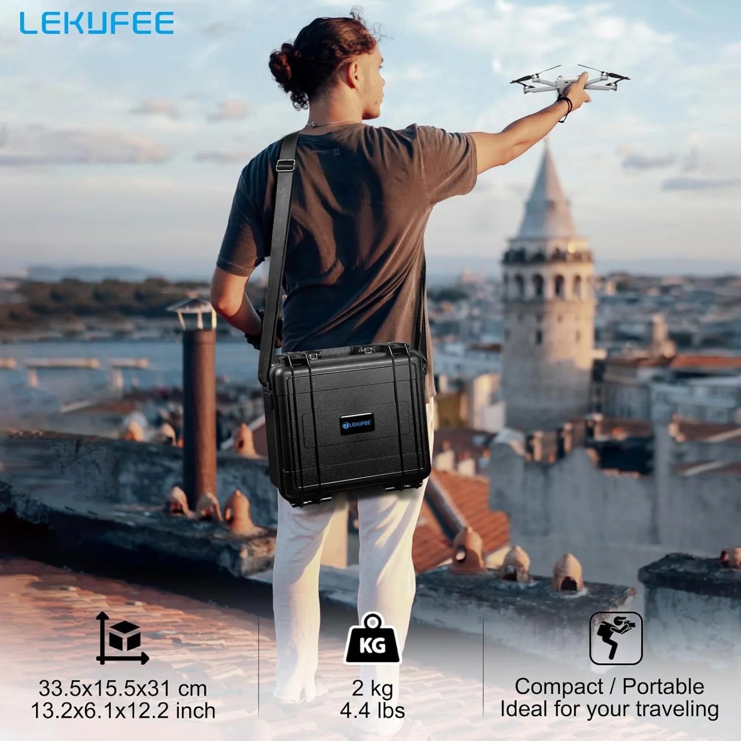 کیف سخت ضدآب Lekufee سازگار با DJI Air 3S/DJI Air 3 Drone/Fly More Combo/DJI RC 2/DJI RC N3/N2 و لوازم جانبی (فقط کیف)