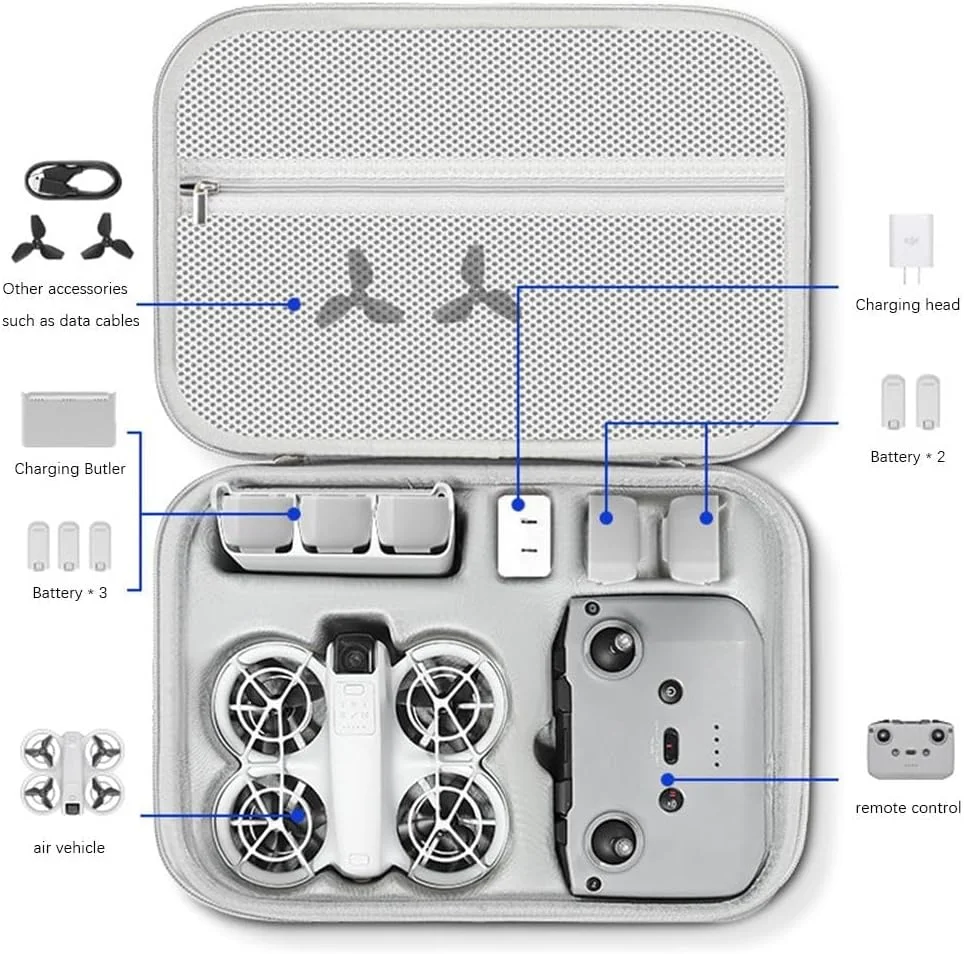 کیف حمل OSHIMA برای DJI Neo، کیف محافظ قابل حمل برای لوازم جانبی DJI Neo Fly More Combo، کیف مسافرتی سخت برای DJI Neo، سازگار با کنترلر از راه دور RC-N3 و هاب شارژ