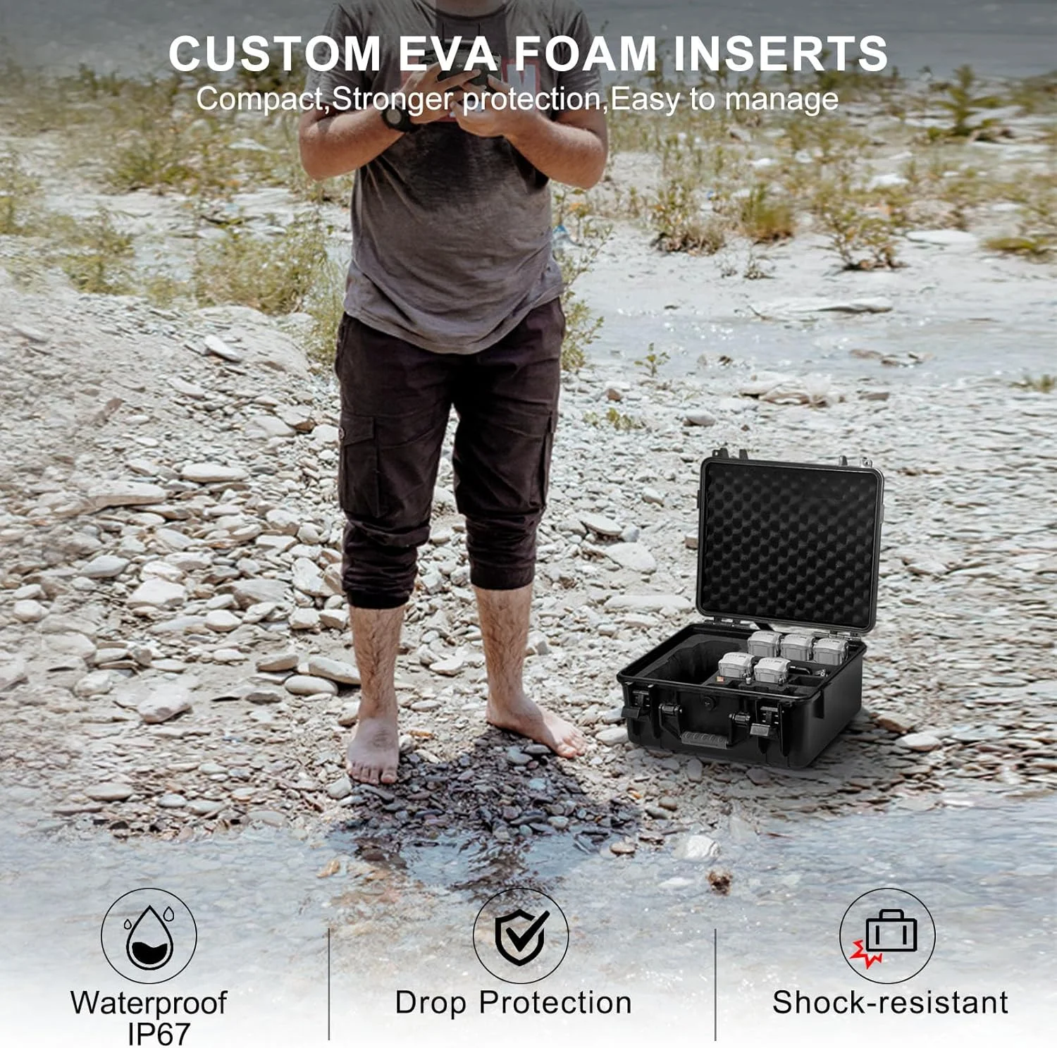 کیف سخت ضدآب Lekufee سازگار با DJI Air 3S/DJI Air 3 Drone/Fly More Combo/DJI RC 2/DJI RC N3/N2 و لوازم جانبی (فقط کیف)