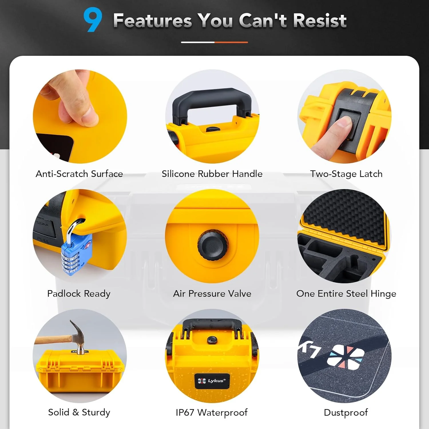 کیف سخت ضدآب Lykus Titan FP110 برای DJI Flip Drone و DJI RC 2/RC-N3، پشتیبانی از حداکثر 7 باتری [فقط کیف]