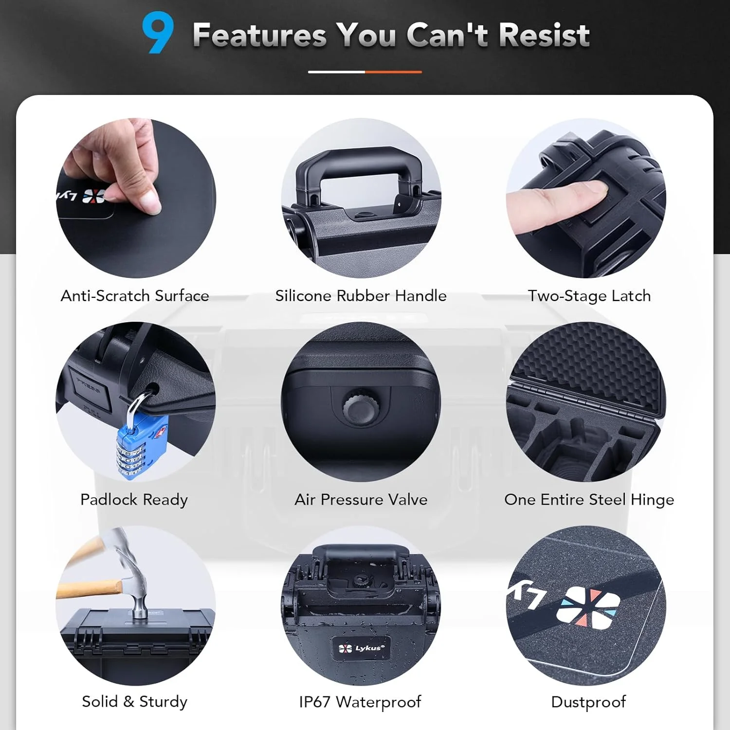 کیف سخت ضدآب Lykus Titan MM510 برای DJI Mini 5 Pro و RC2/RC-N3، پشتیبانی از 7 باتری و بند گردنی ریموت کنترل [فقط کیف]