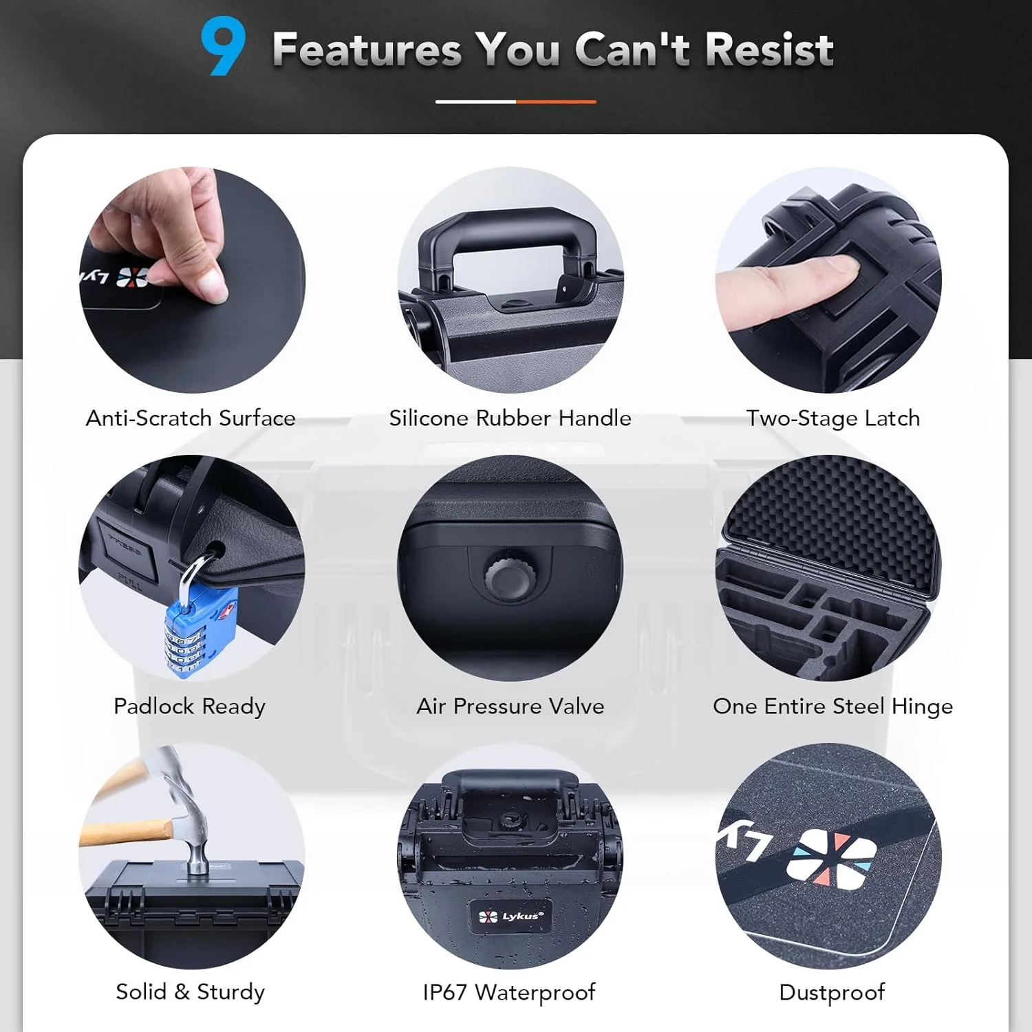 کیف سخت ضد آب Lykus Titan M400 برای DJI Mavic 4 Pro و DJI RC Pro 2/RC2، مناسب برای حداکثر 6 باتری و لوازم جانبی در Fly More Combo/Creator Combo [فقط کیف]