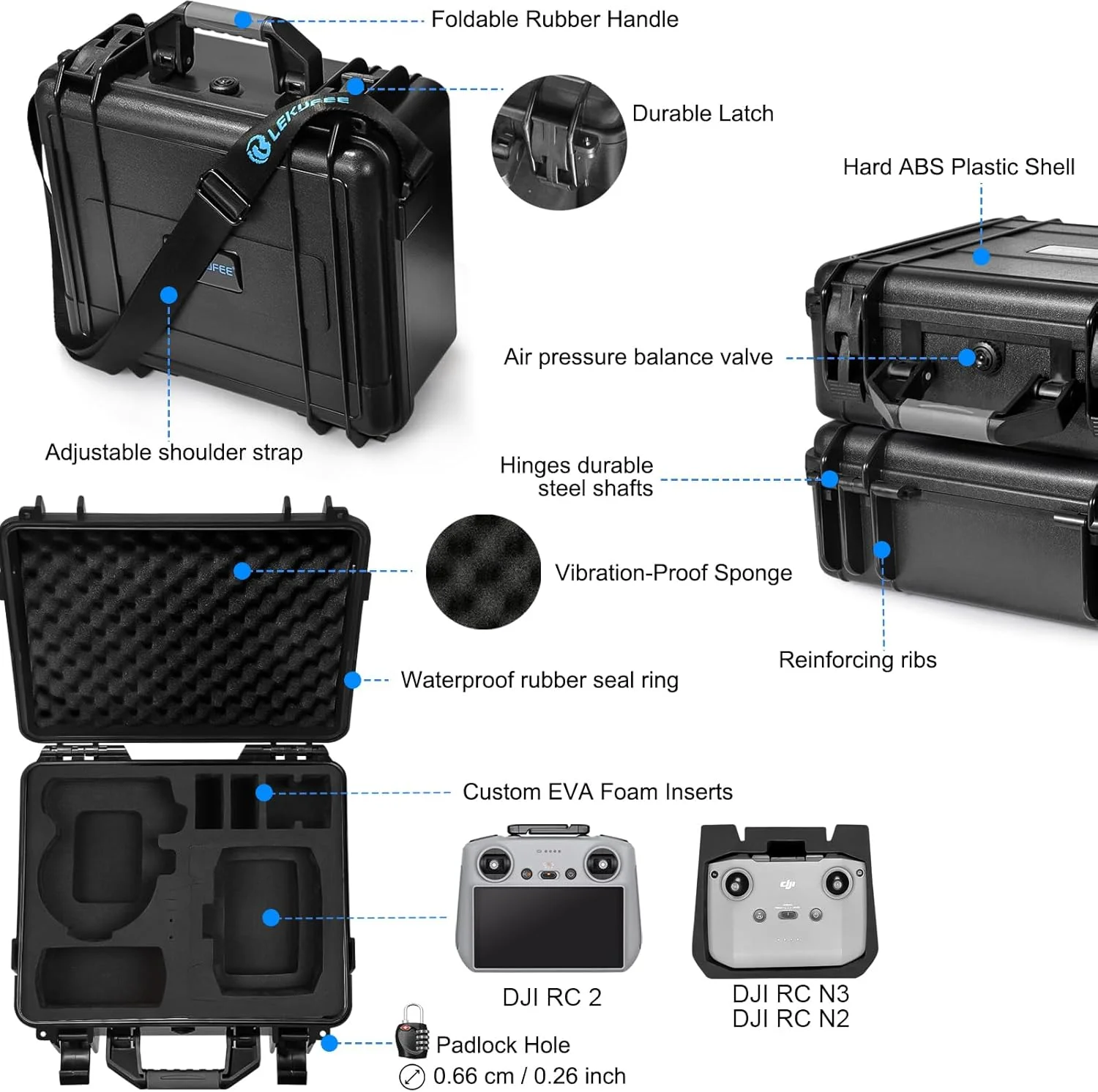 کیف سخت ضدآب Lekufee برای DJI Flip، Fly More Combo، DJI RC 2، RC N3/N2، باتری (9 عدد)، هاب شارژ و لوازم جانبی بیشتر (فقط کیف) کیف سخت ضدآب Lekufee برای DJI Flip، Fly More Combo، DJI RC 2، RC N3/N2، باتری (9 عدد)، هاب شارژ و لوازم جانبی بیشتر (فقط کیف)