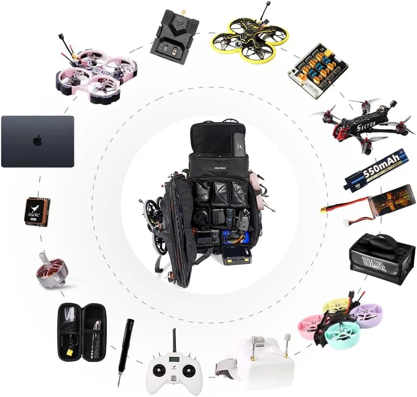 کیف کوله پشتی پهپاد مسابقه ای FPV مدل HGLRC با طراحی محفظه بندی برای کوادکوپتر