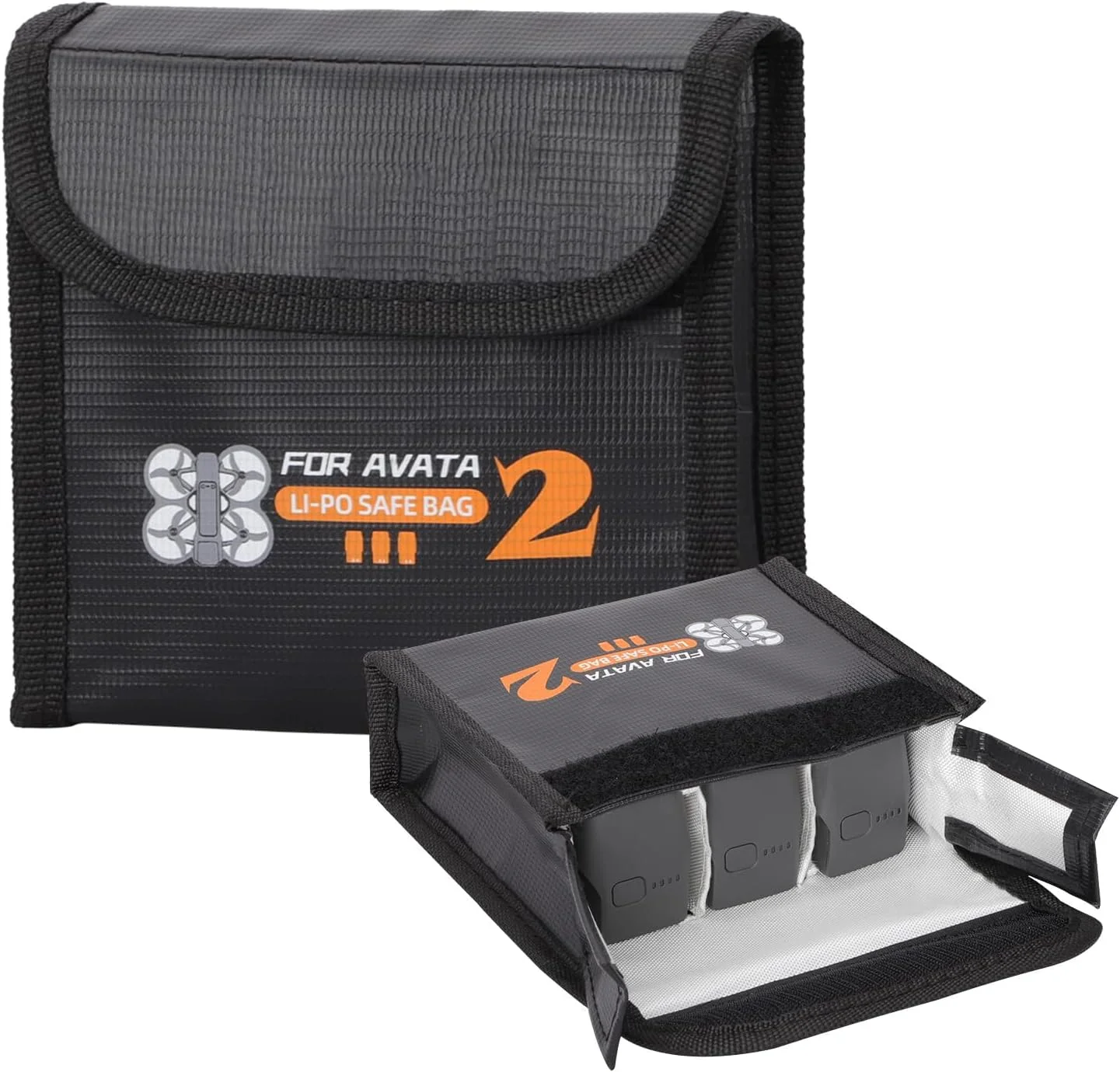 کیف نسوز نگهداری باتری برای DJI Avata 2 - کیف ایمنی برای 3 باتری پهپاد، جعبه محافظ باتری Lipo مقاوم در برابر حرارت برای شارژ و لوازم جانبی سفر