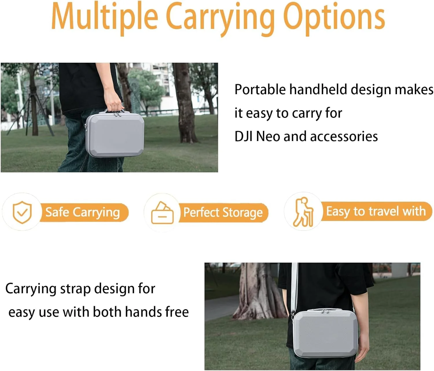 کیف حمل چند منظوره eWINNER برای DJI NEO / کیف محافظ PU قابل حمل برای لوازم جانبی DJI Neo Fly More Combo / نگهدارنده ریموت کنترل RC-N3 / باتری هوشمند Neo و لوازم جانبی