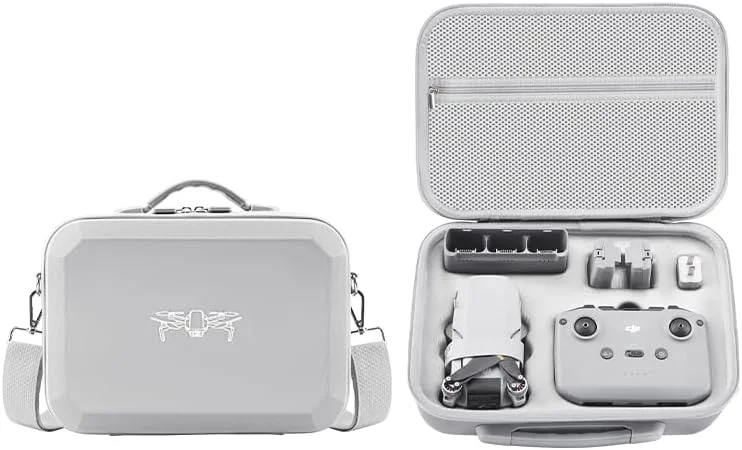 کیف حمل چرمی برای DJI Mini 4K / Mini 2 SE و لوازم جانبی کنترلر، کیف مسافرتی جمع و جور با بند شانه (بزرگ)