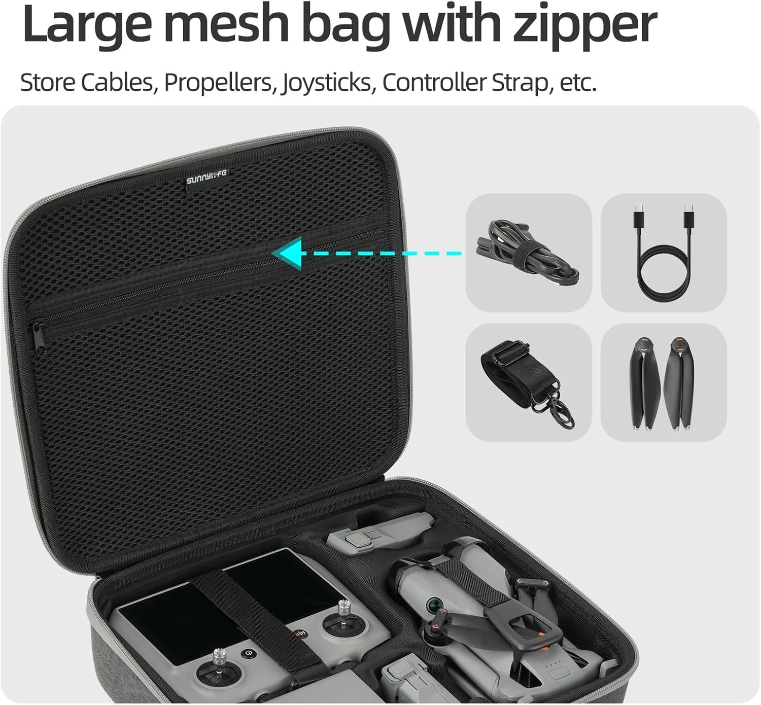 کیف حمل eWINNER برای DJI Mini 5 Pro Fly More Combo - کیف نگهداری سخت مسافرتی سازگار با کنترل از راه دور DJI RC 2/RC-N3 / هاب شارژ باتری و 6 باتری، ملخ های یدکی و غیره لوازم جانبی